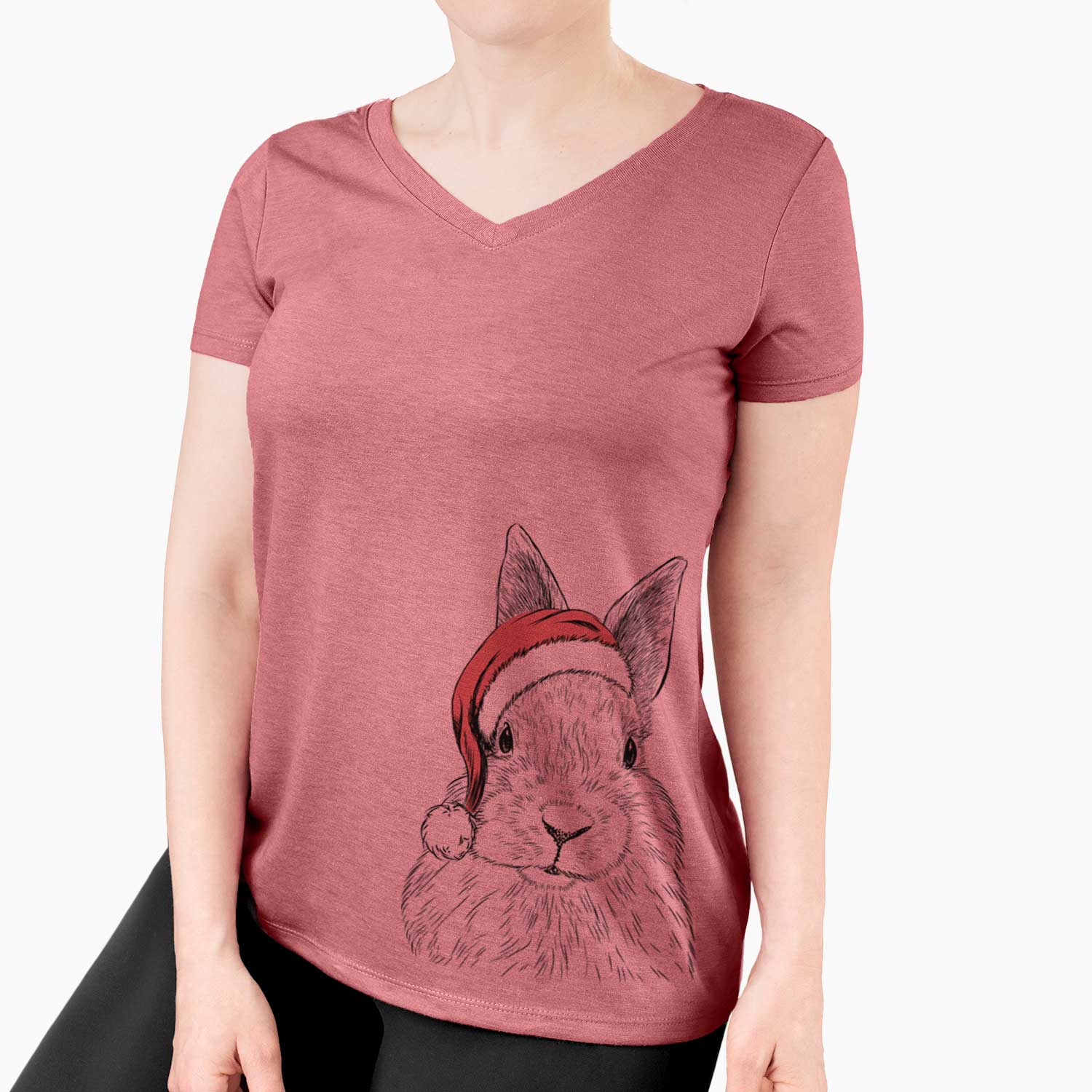 Santa Flower the Rex Rabbit - Women's V-neck Shirt