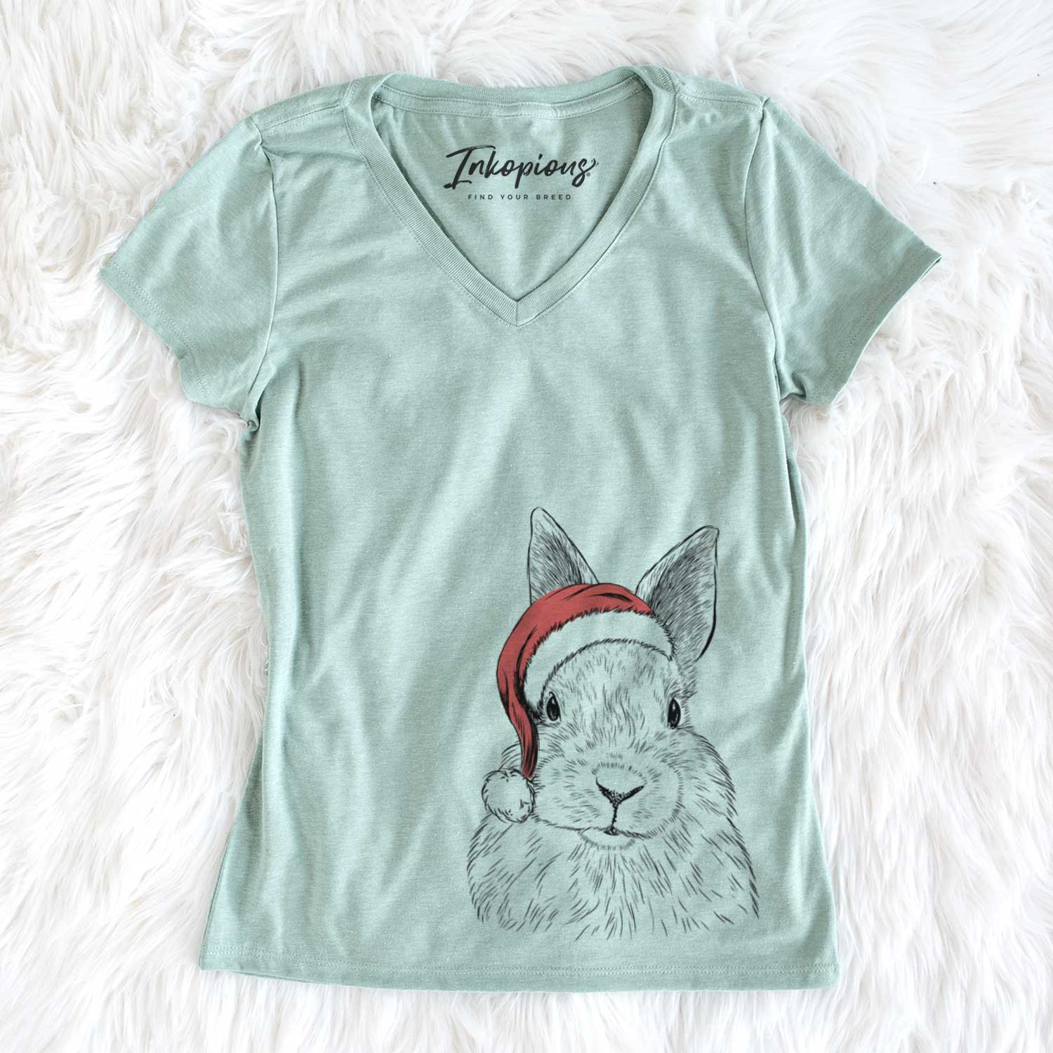 Santa Flower the Rex Rabbit - Women's V-neck Shirt