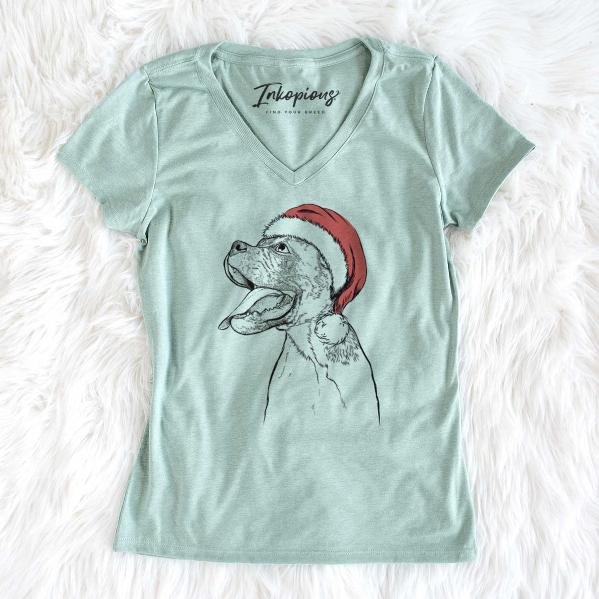 Santa Floyd the Boxer - Women's V-neck Shirt
