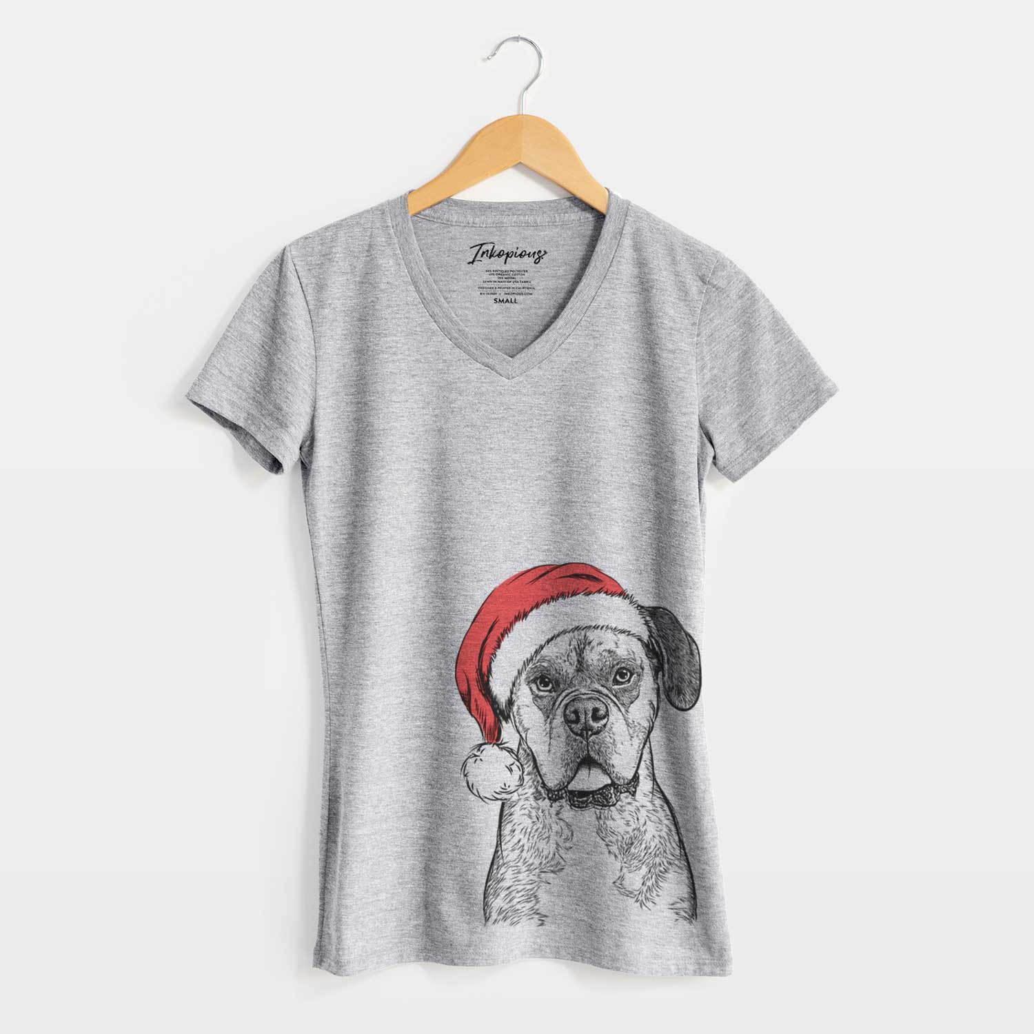 Santa Floydie Bear the Boxer - Women's V-neck Shirt