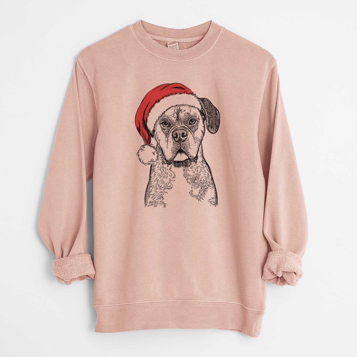 Santa Floydie Bear the Boxer - Unisex Pigment Dyed Crew Sweatshirt