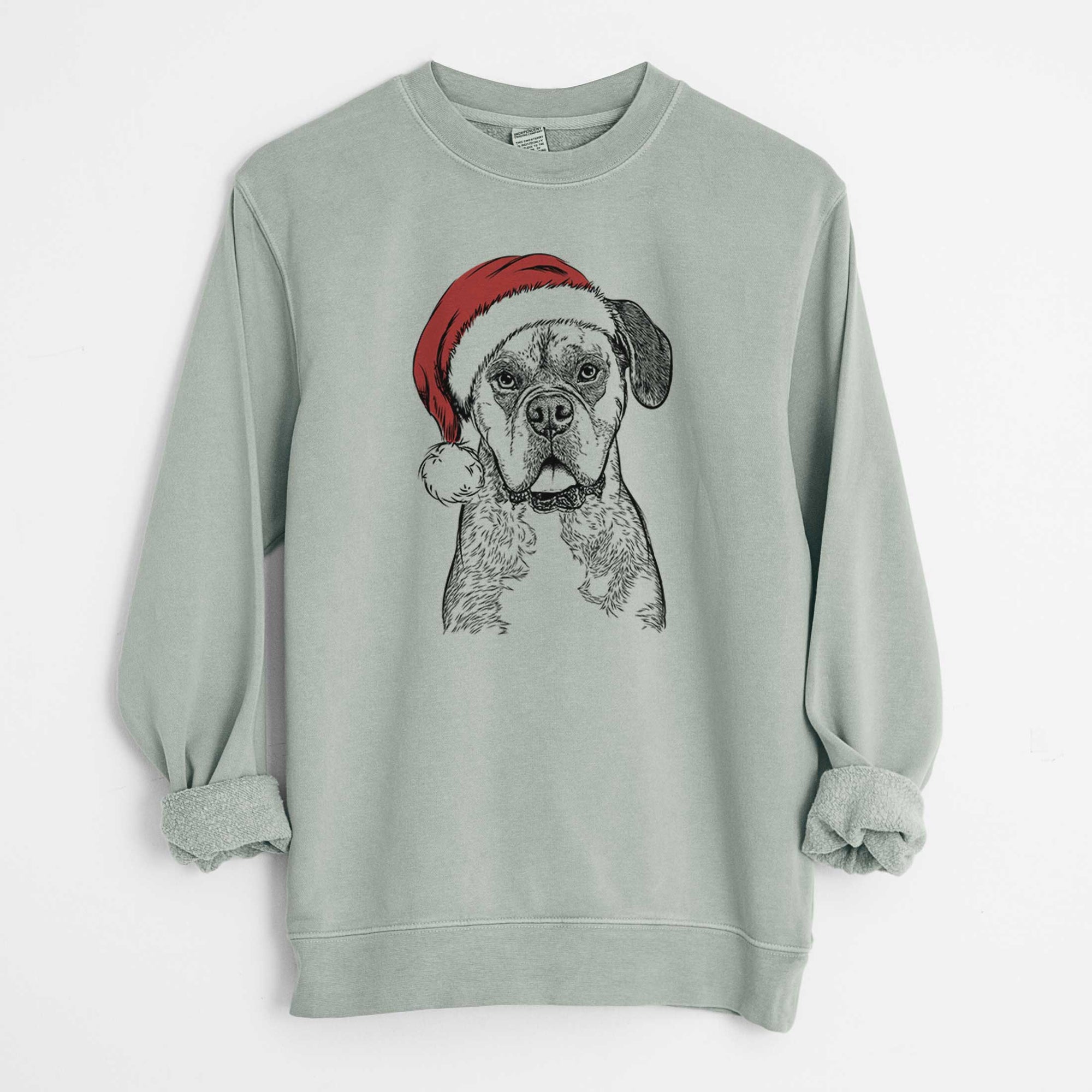 Santa Floydie Bear the Boxer - Unisex Pigment Dyed Crew Sweatshirt