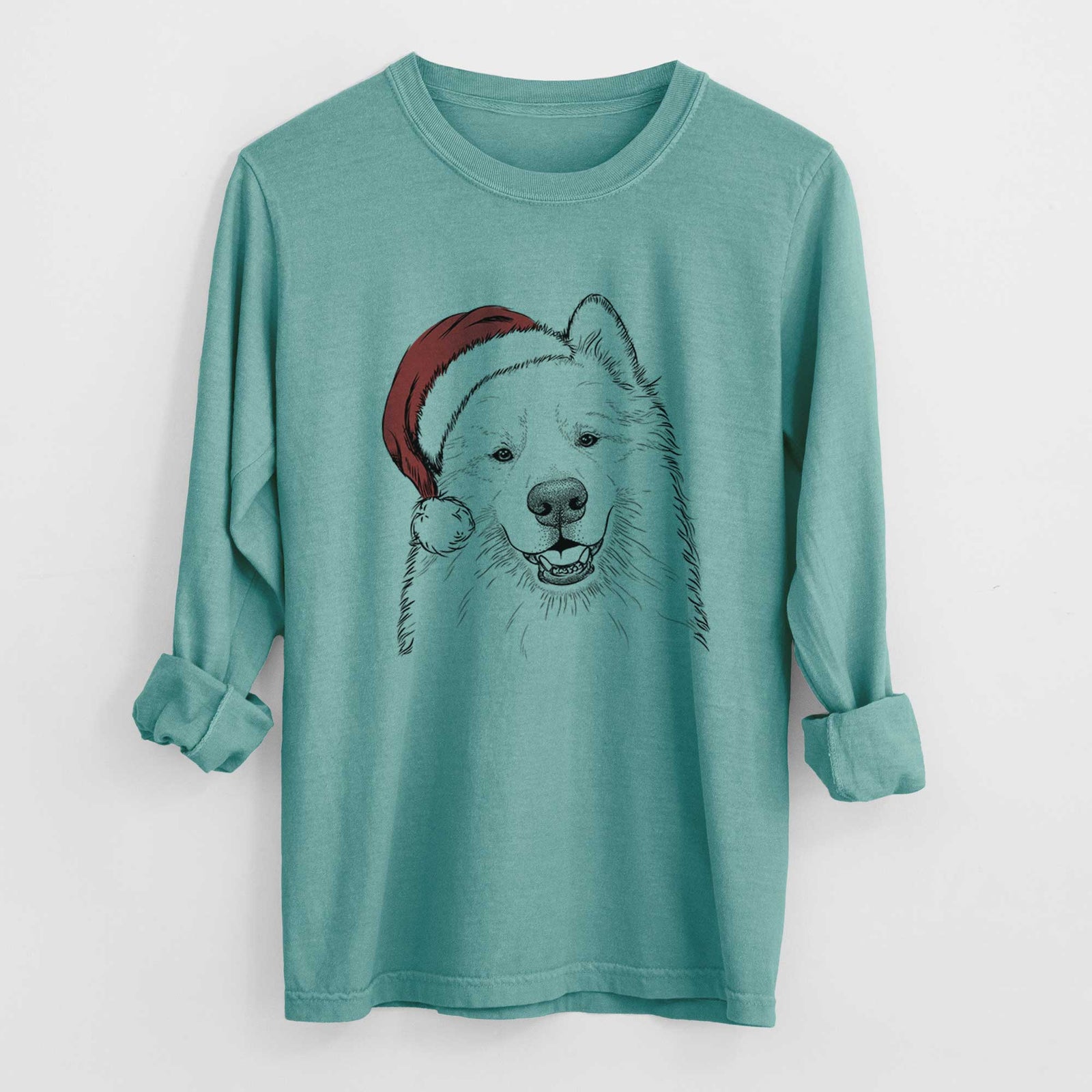 Santa Foster the Samoyed - Heavyweight 100% Cotton Long Sleeve