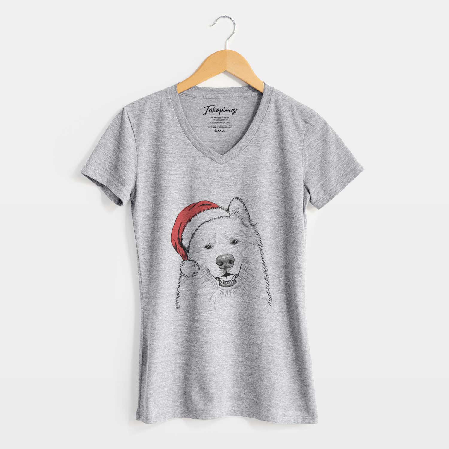 Santa Foster the Samoyed - Women's V-neck Shirt