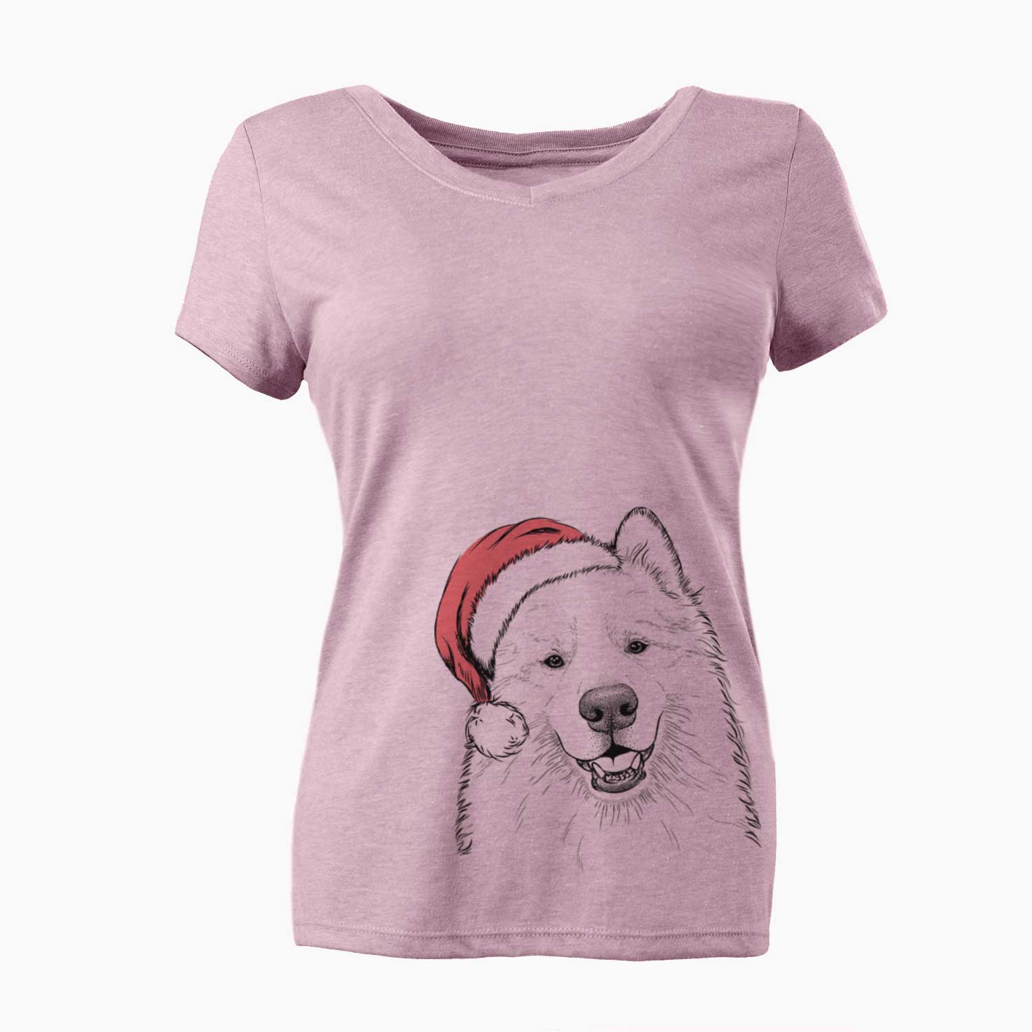 Santa Foster the Samoyed - Women's V-neck Shirt