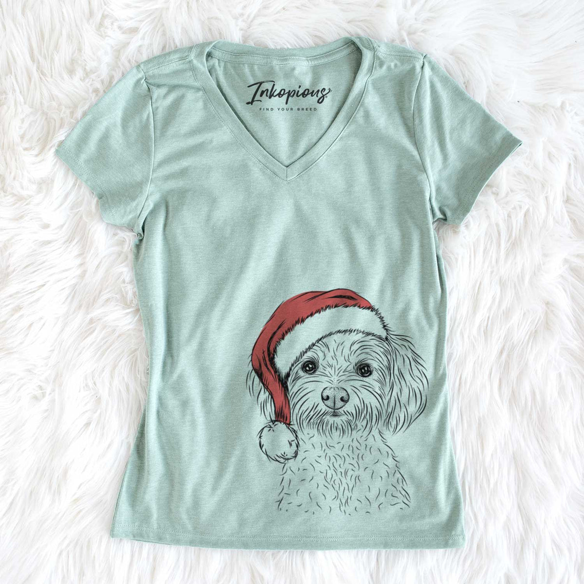 Santa Francesca the Maltipoo - Women&#39;s V-neck Shirt