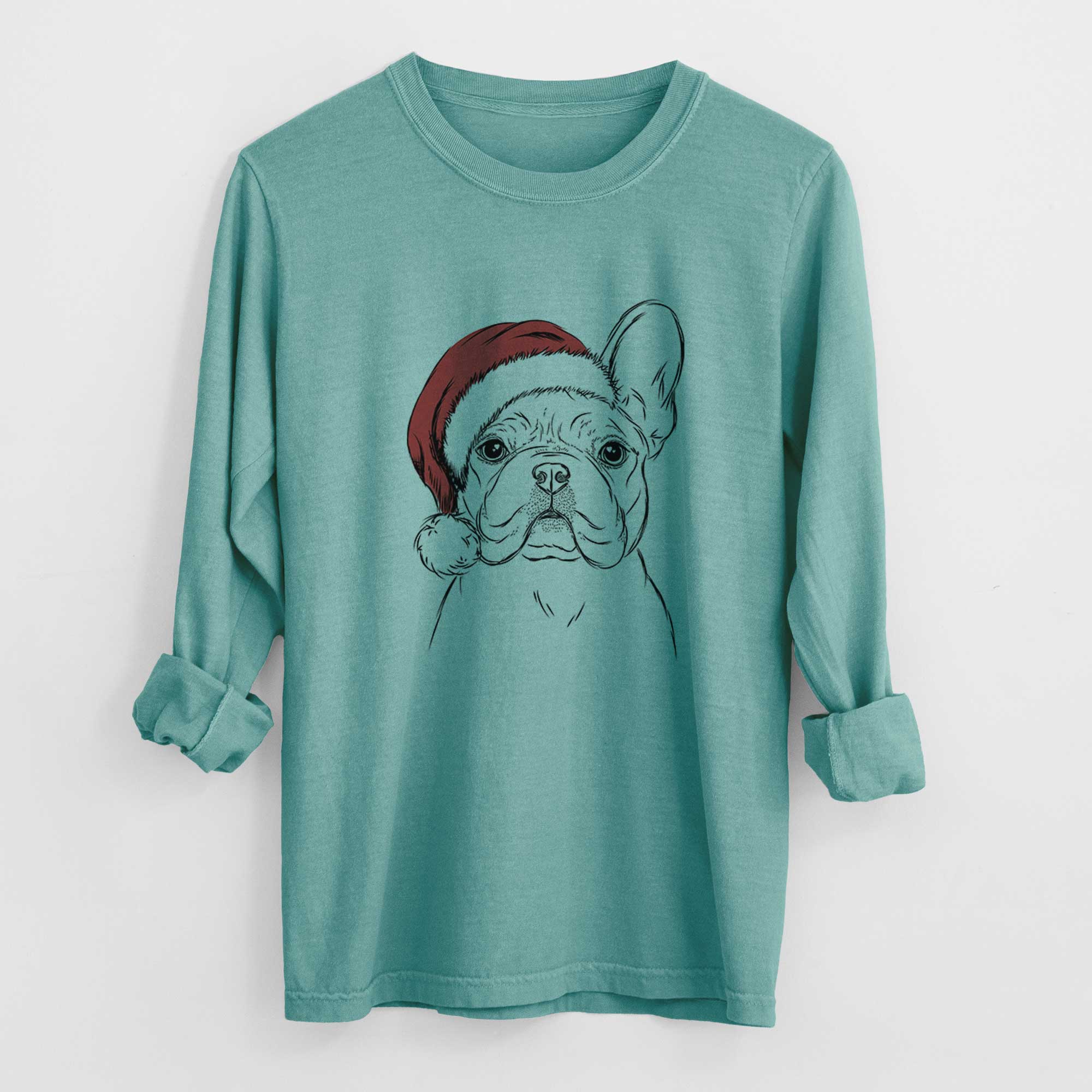 Santa Franco the French Bulldog - Heavyweight 100% Cotton Long Sleeve