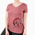 Santa Franco the French Bulldog - Women's V-neck Shirt