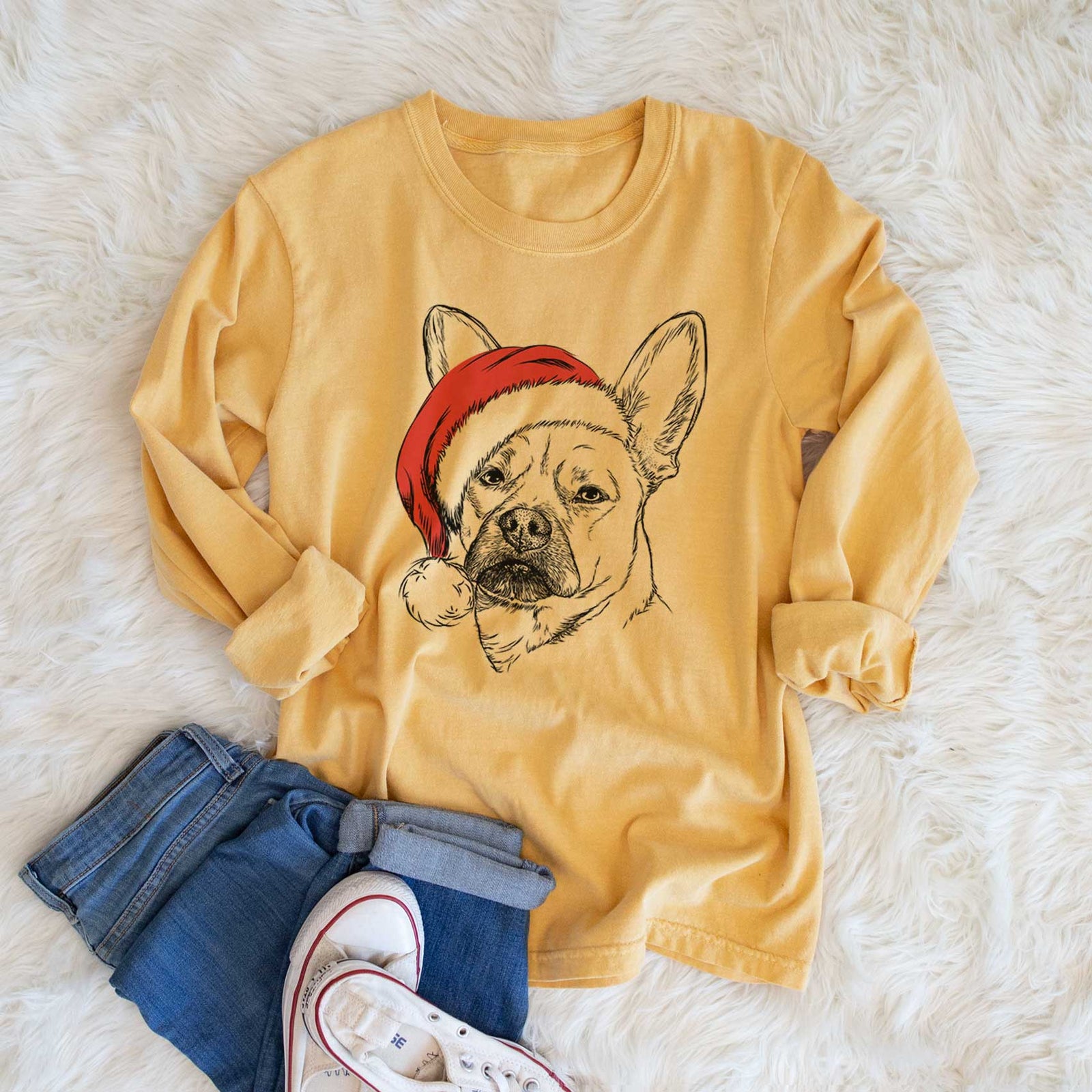 Santa Frankie the Mixed Breed - Heavyweight 100% Cotton Long Sleeve