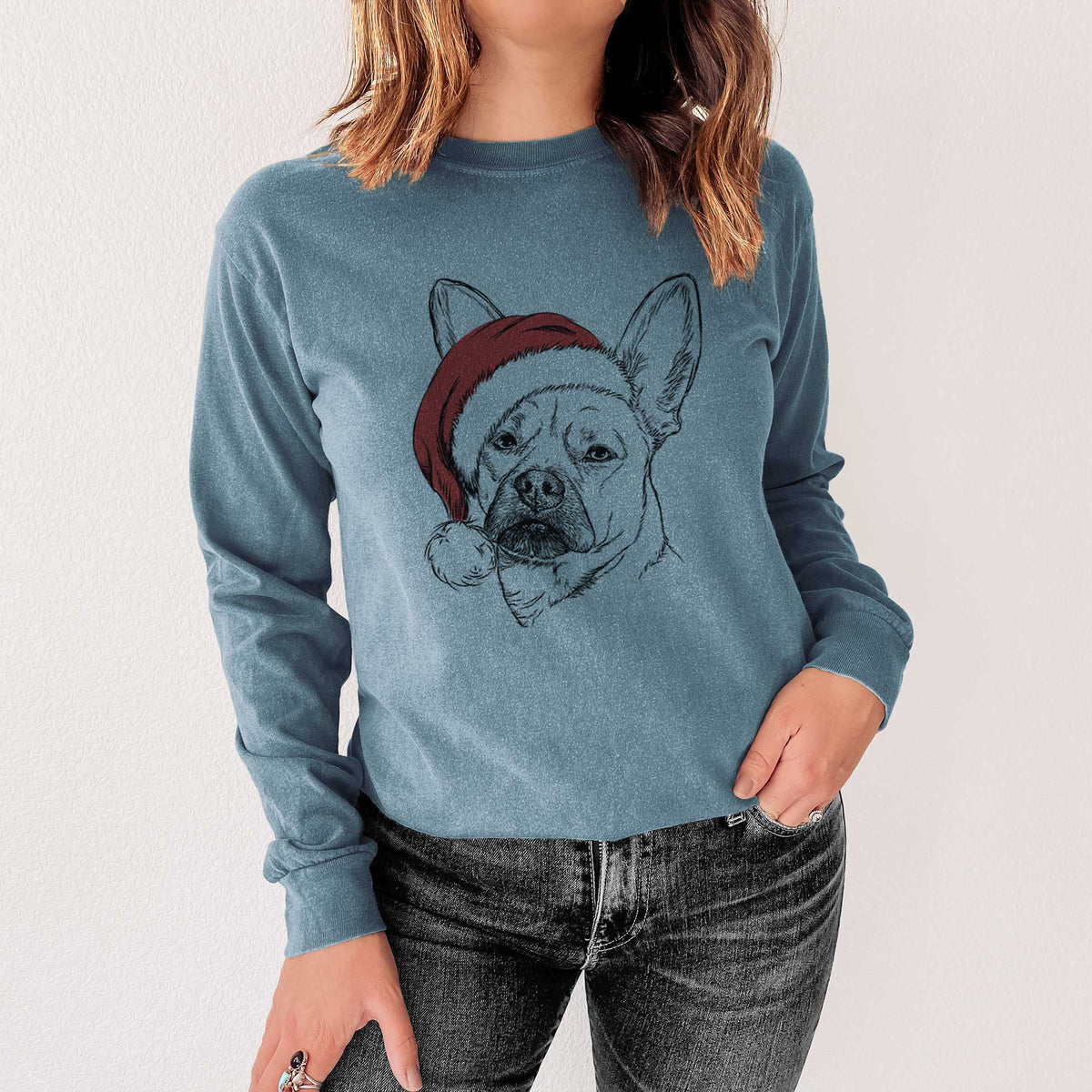 Santa Frankie the Mixed Breed - Heavyweight 100% Cotton Long Sleeve