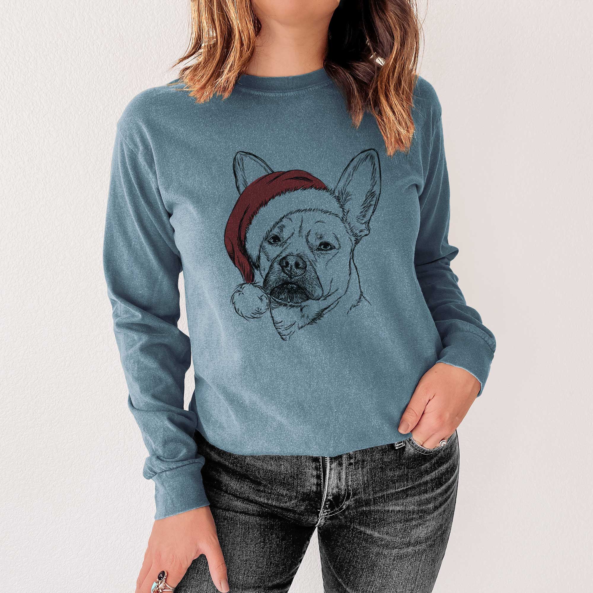 Santa Frankie the Mixed Breed - Heavyweight 100% Cotton Long Sleeve