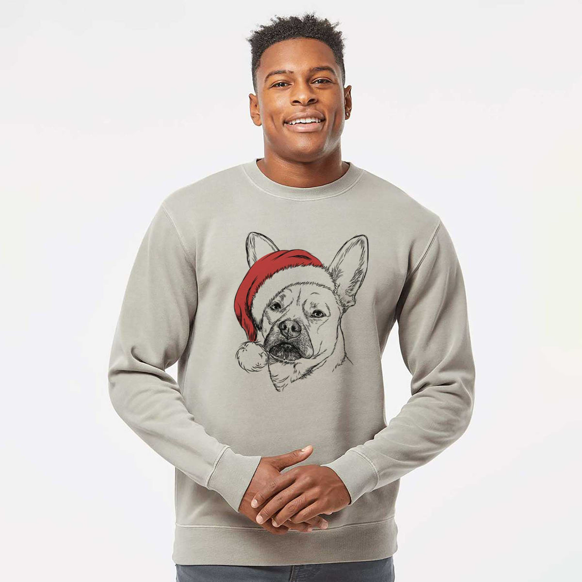Santa Frankie the Mixed Breed - Unisex Pigment Dyed Crew Sweatshirt