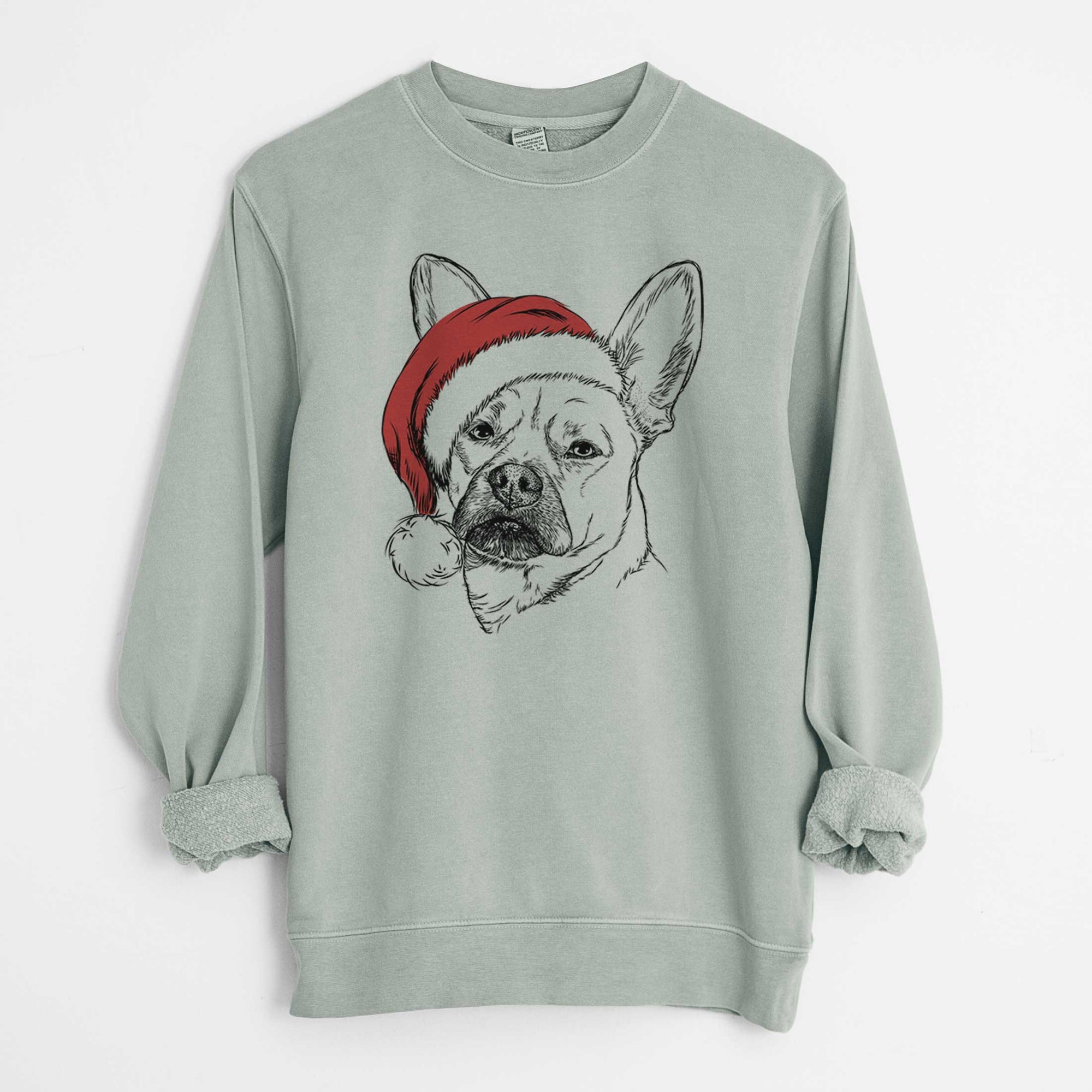Santa Frankie the Mixed Breed - Unisex Pigment Dyed Crew Sweatshirt