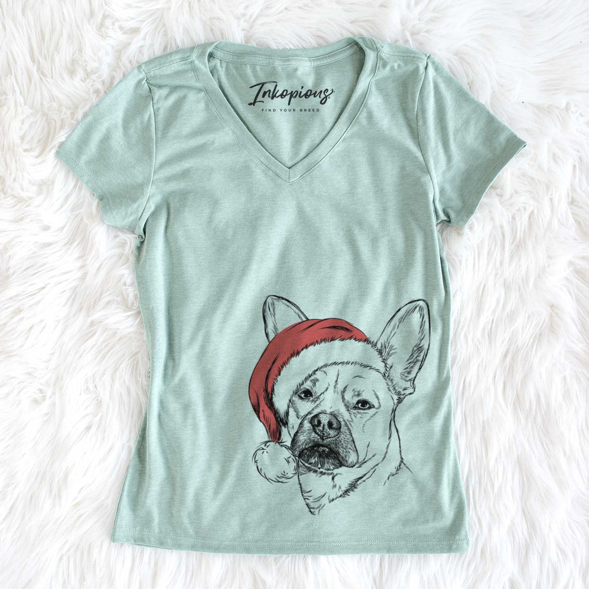 Santa Frankie the Mixed Breed - Women&#39;s V-neck Shirt