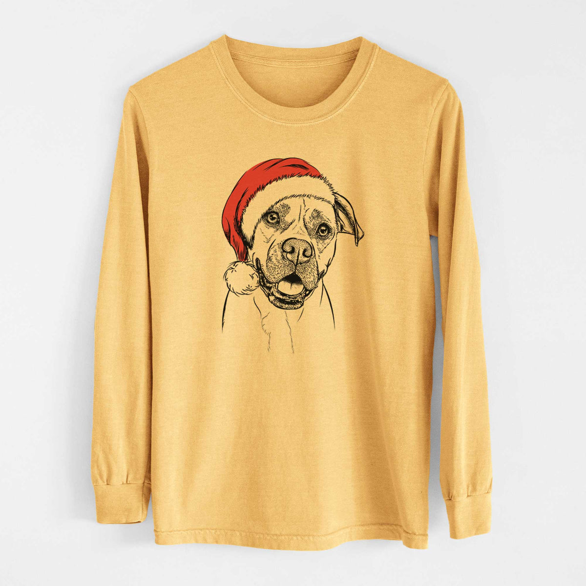 Santa Frankie Tankie the Boxer Mix - Heavyweight 100% Cotton Long Sleeve