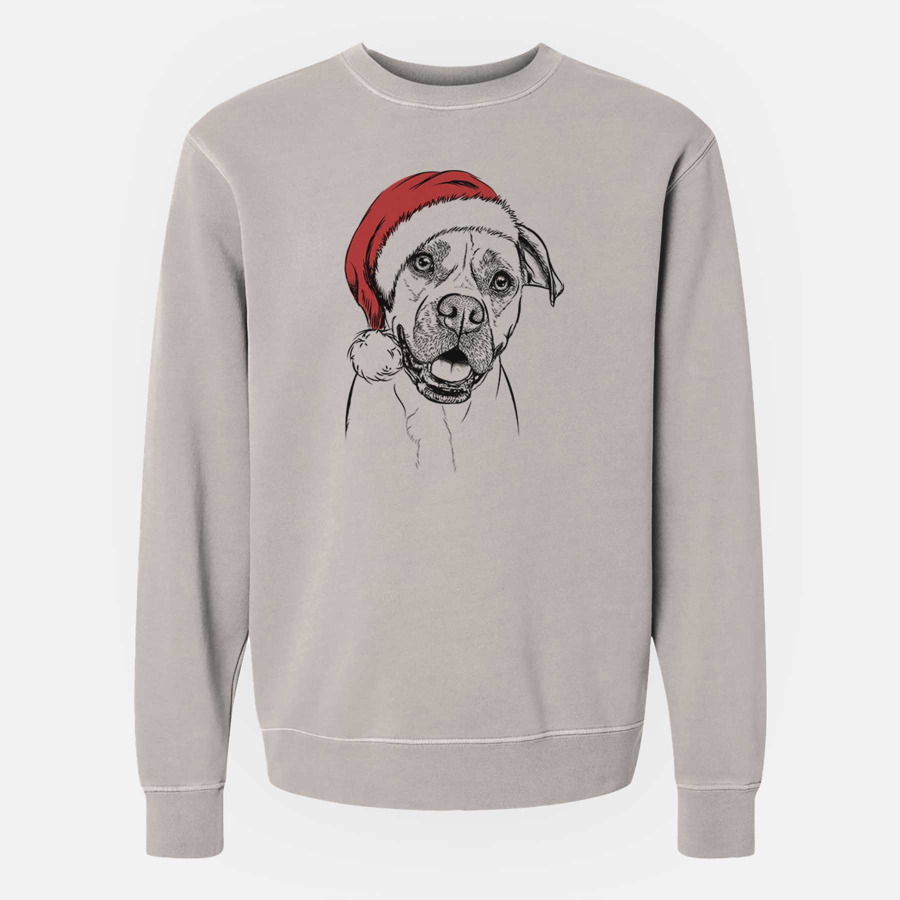 Santa Frankie Tankie the Boxer Mix - Unisex Pigment Dyed Crew Sweatshirt