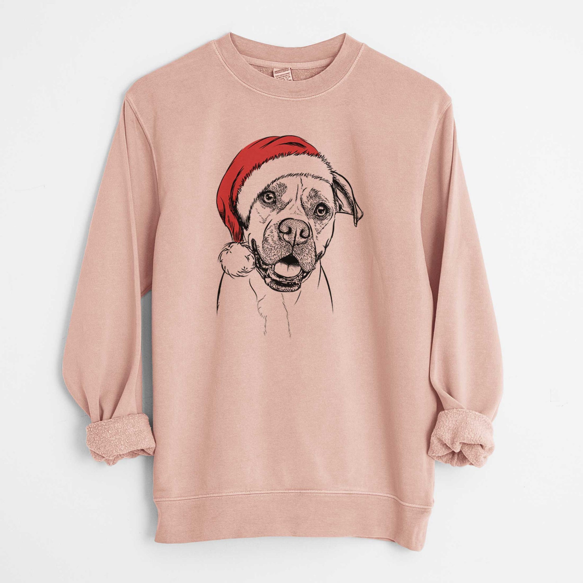 Santa Frankie Tankie the Boxer Mix - Unisex Pigment Dyed Crew Sweatshirt