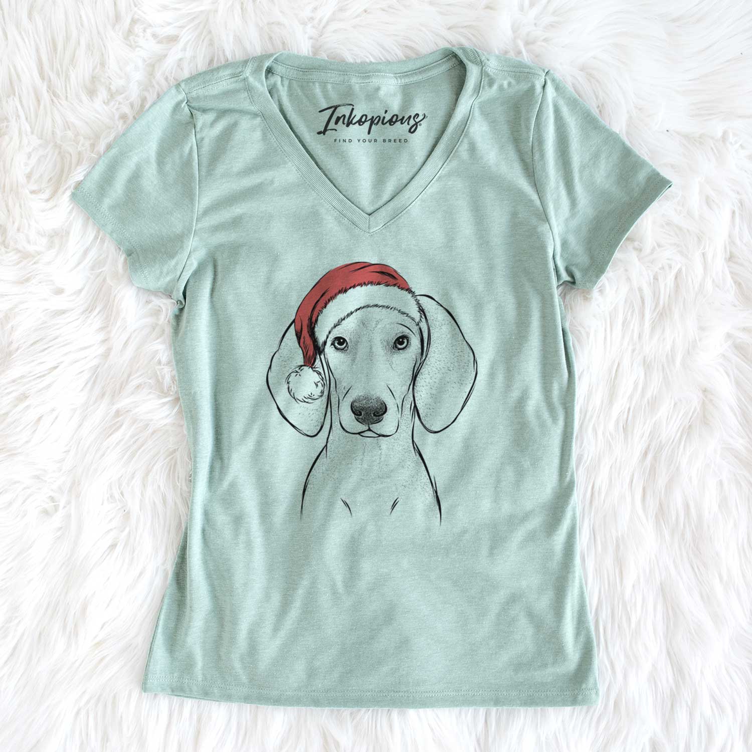 Santa Frejya the Weimaraner - Women's V-neck Shirt