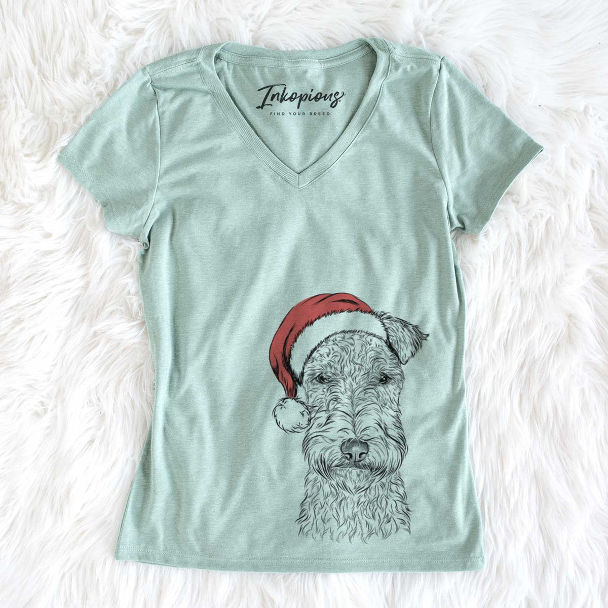 Santa Frida the Lakeland Terrier - Women&#39;s V-neck Shirt