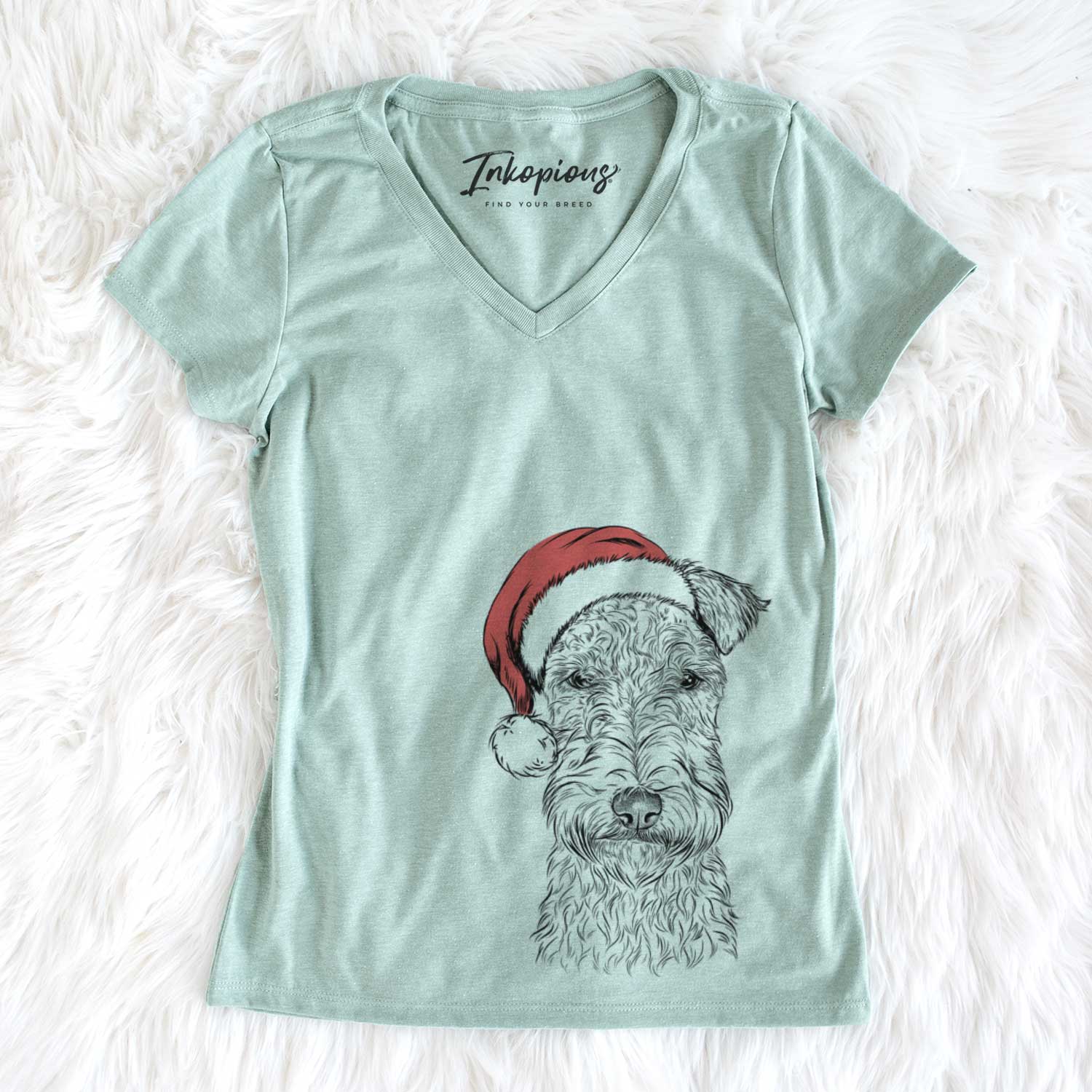 Santa Frida the Lakeland Terrier - Women's V-neck Shirt