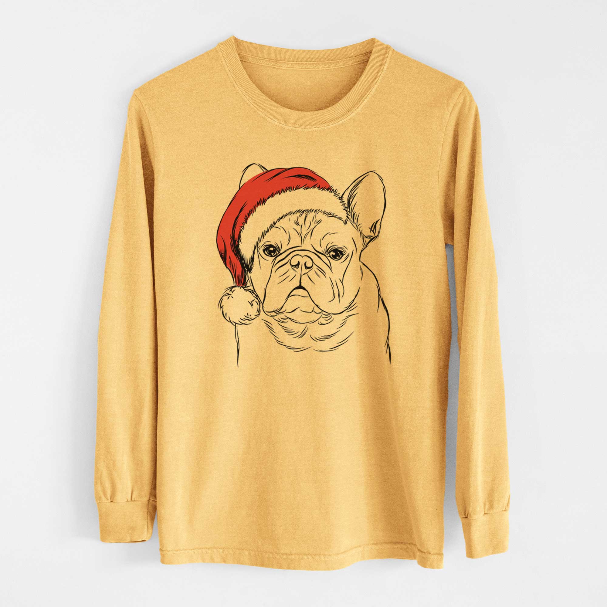 Santa Fudge the French Bulldog - Heavyweight 100% Cotton Long Sleeve