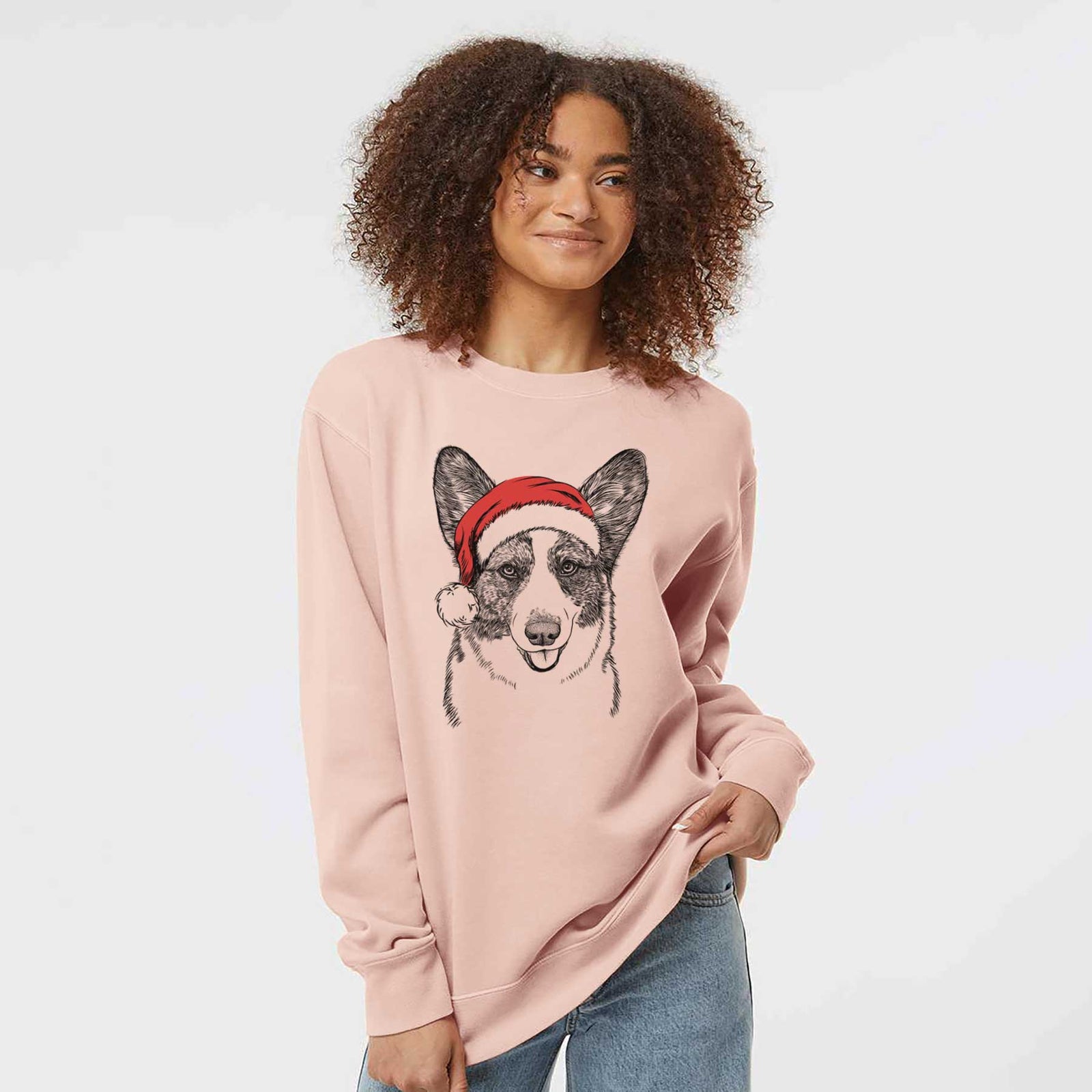 Santa Gabby the Cardigan Welsh Corgi - Unisex Pigment Dyed Crew Sweatshirt