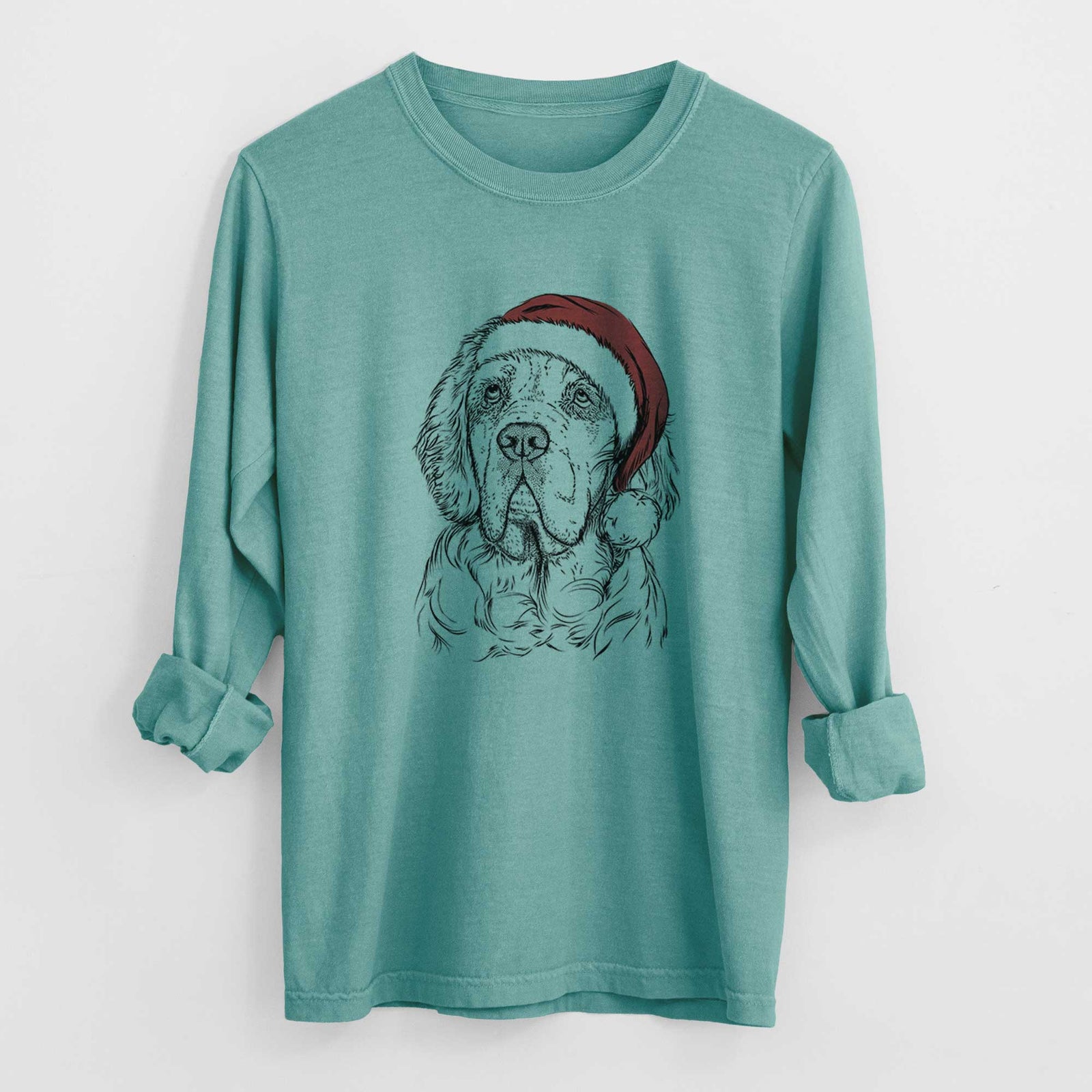 Santa Gary the Clumber Spaniel - Heavyweight 100% Cotton Long Sleeve