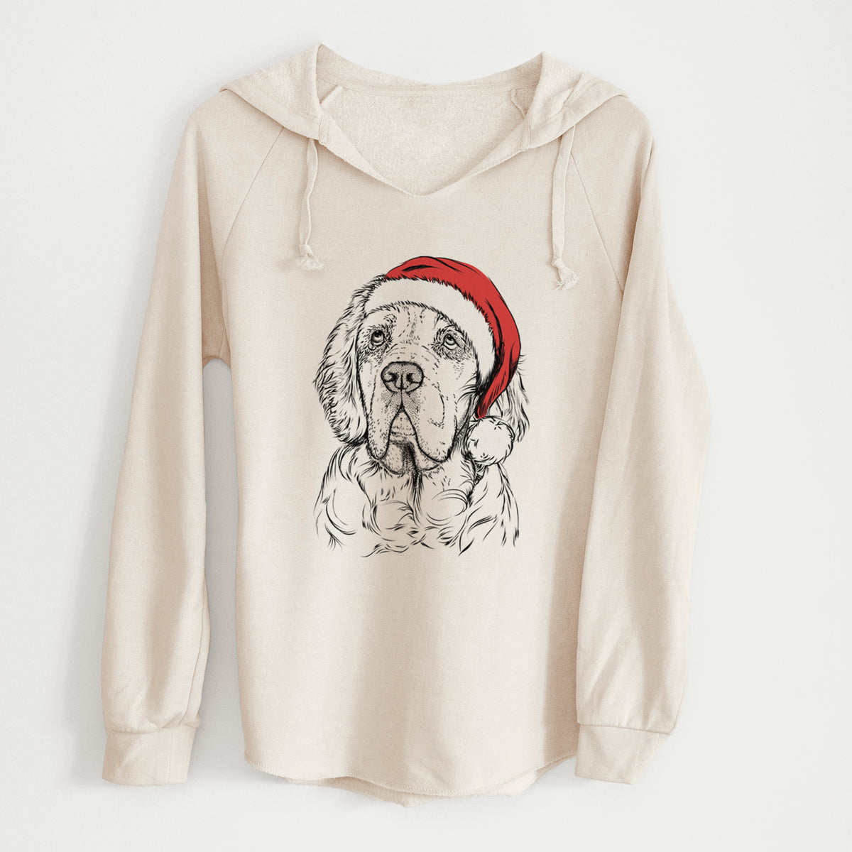 Santa Gary the Clumber Spaniel - Cali Wave Hooded Sweatshirt
