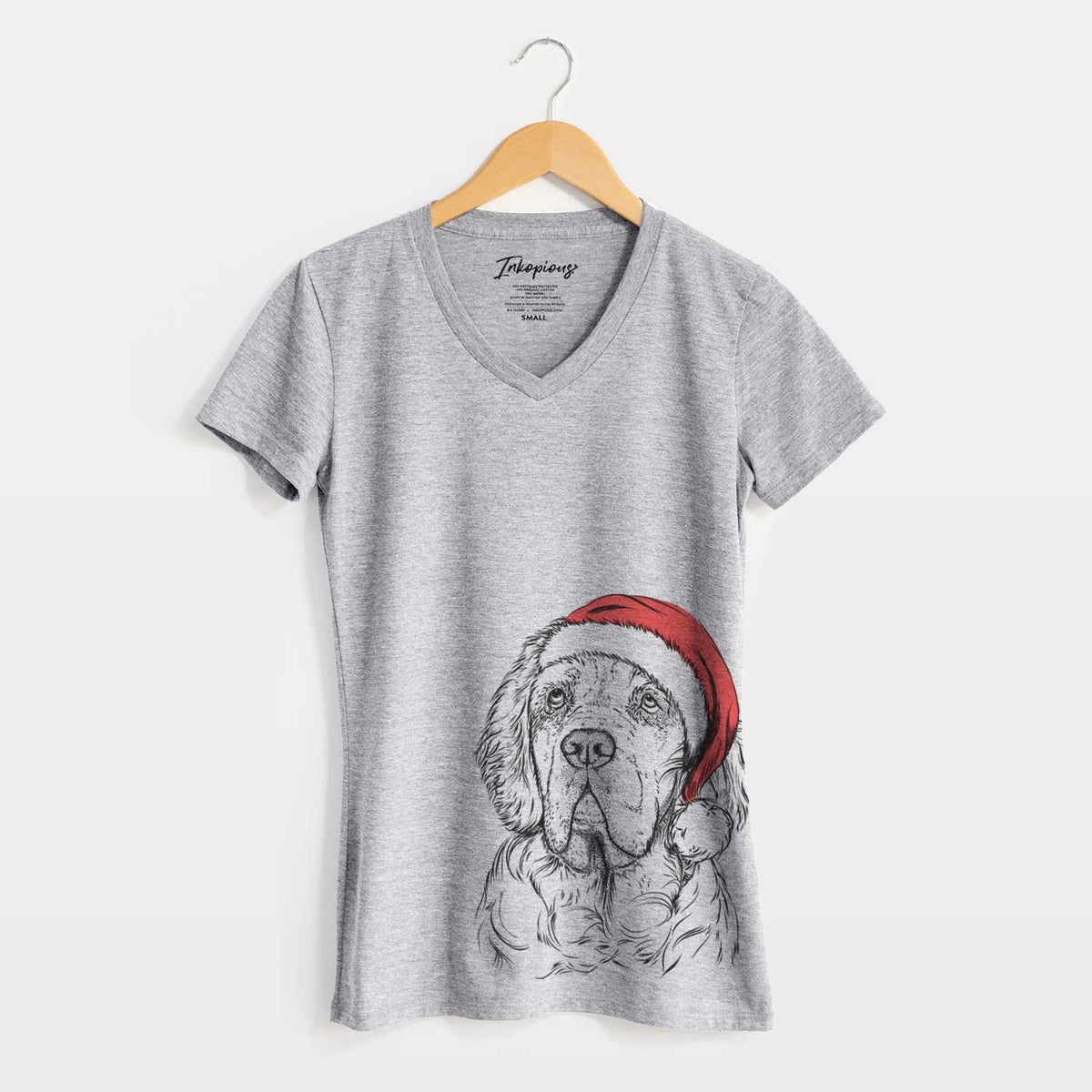 Santa Gary the Clumber Spaniel - Women's V-neck Shirt