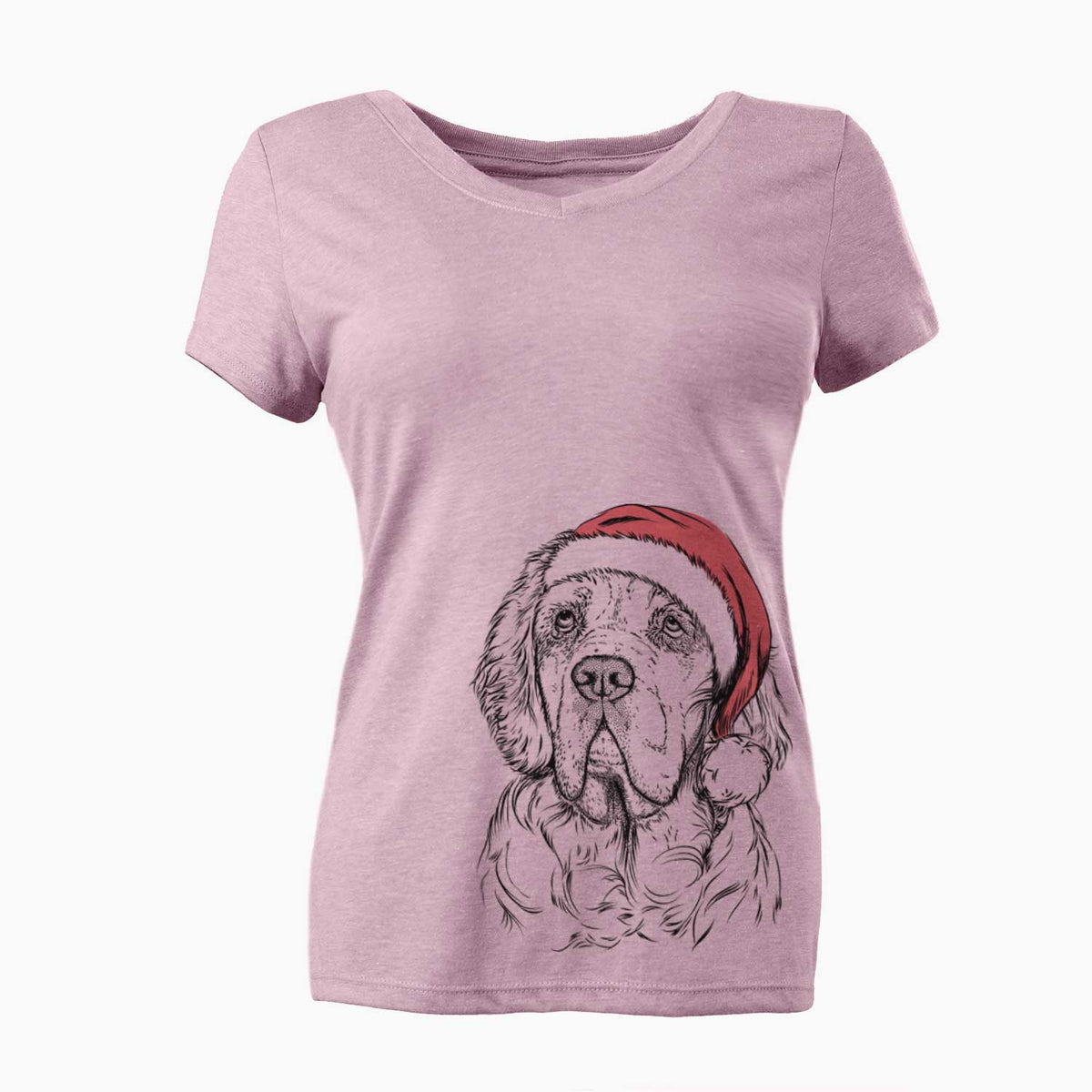 Santa Gary the Clumber Spaniel - Women's V-neck Shirt