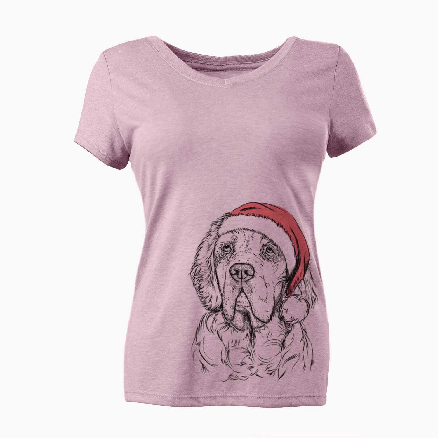 Santa Gary the Clumber Spaniel - Women's V-neck Shirt
