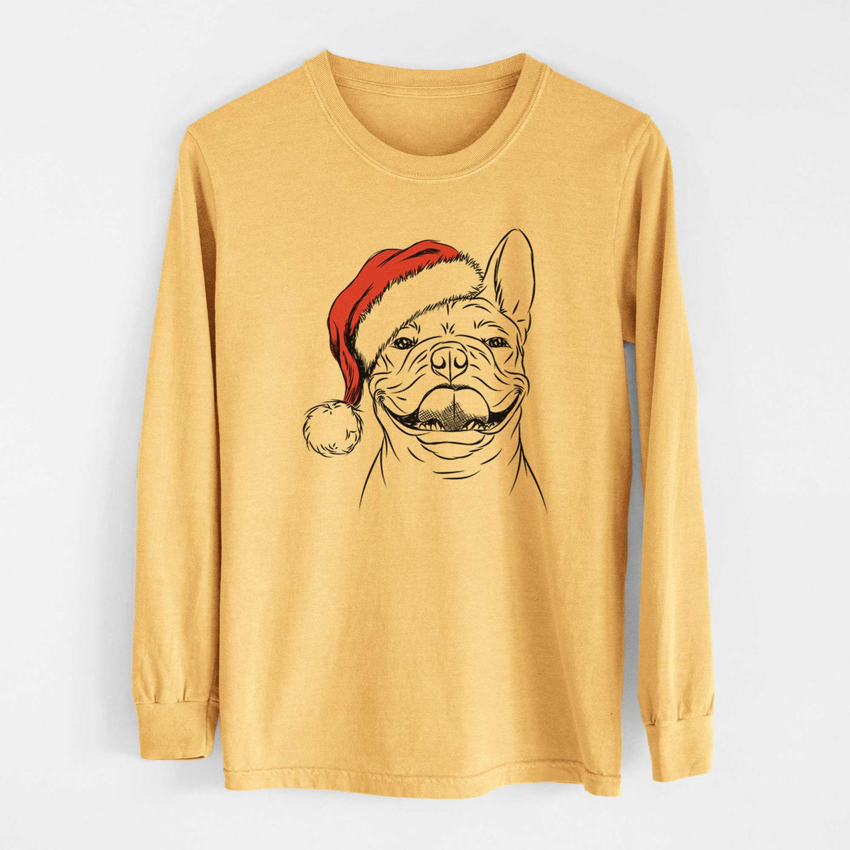 Santa Gaston the French Bulldog - Heavyweight 100% Cotton Long Sleeve