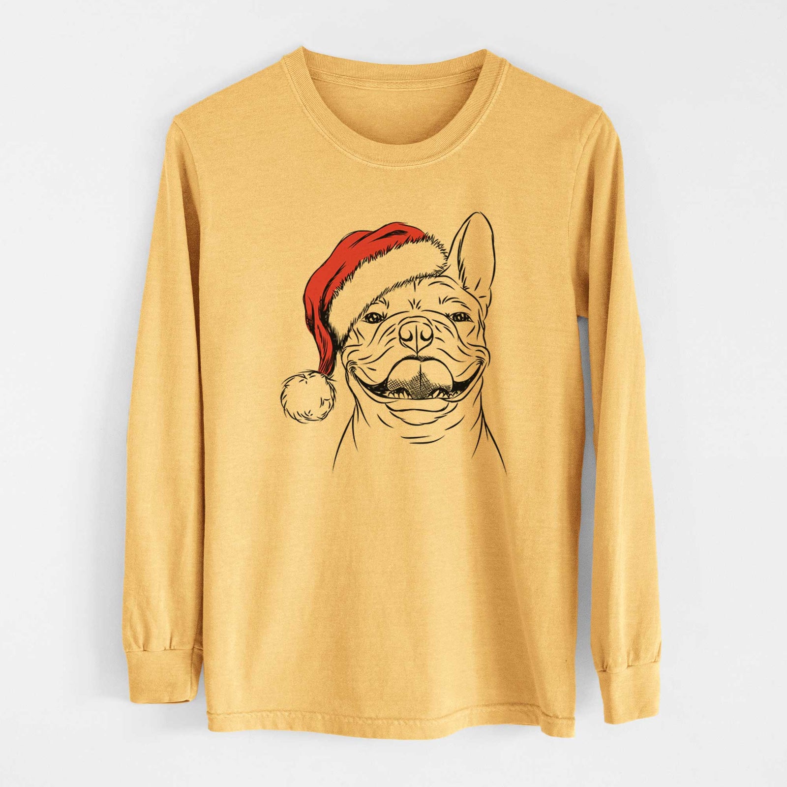 Santa Gaston the French Bulldog - Heavyweight 100% Cotton Long Sleeve