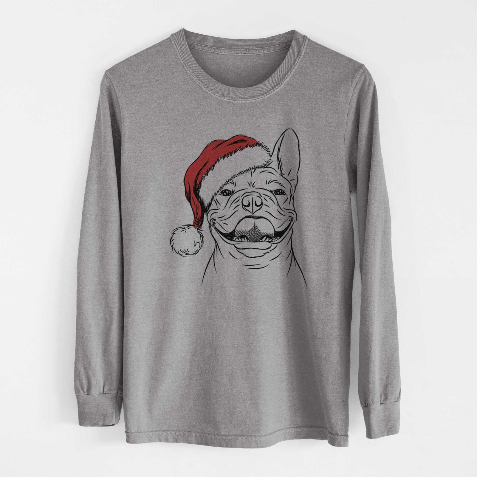 Santa Gaston the French Bulldog - Heavyweight 100% Cotton Long Sleeve