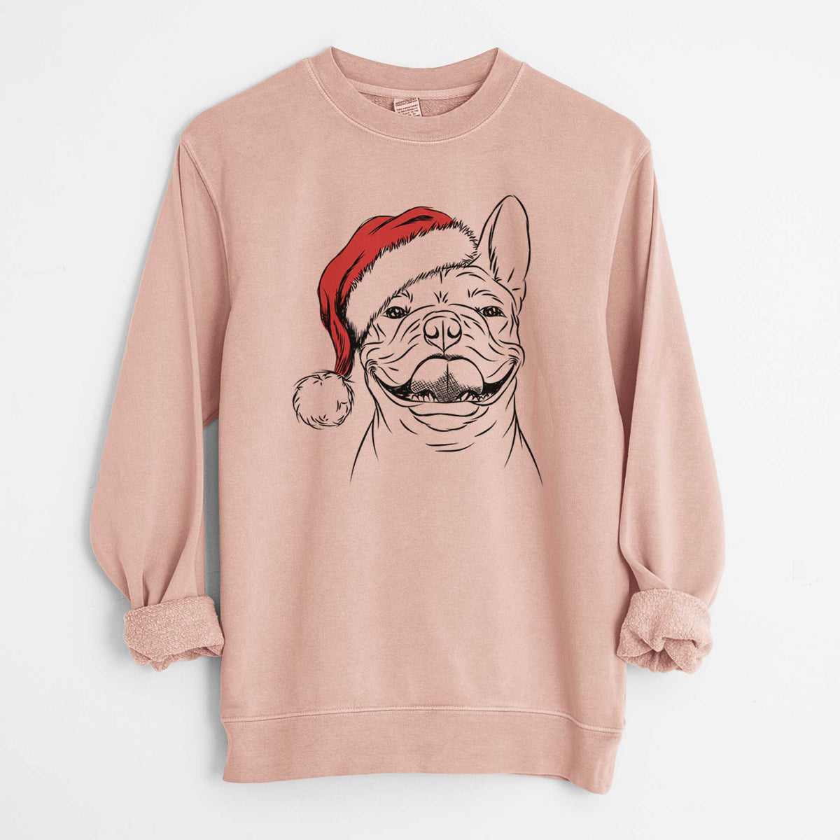 Santa Gaston the French Bulldog - Unisex Pigment Dyed Crew Sweatshirt