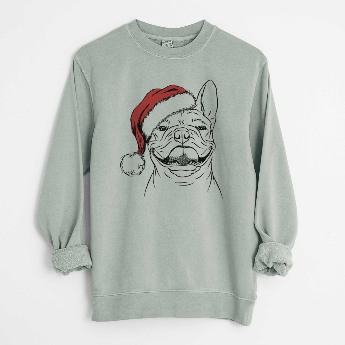 Santa Gaston the French Bulldog - Unisex Pigment Dyed Crew Sweatshirt