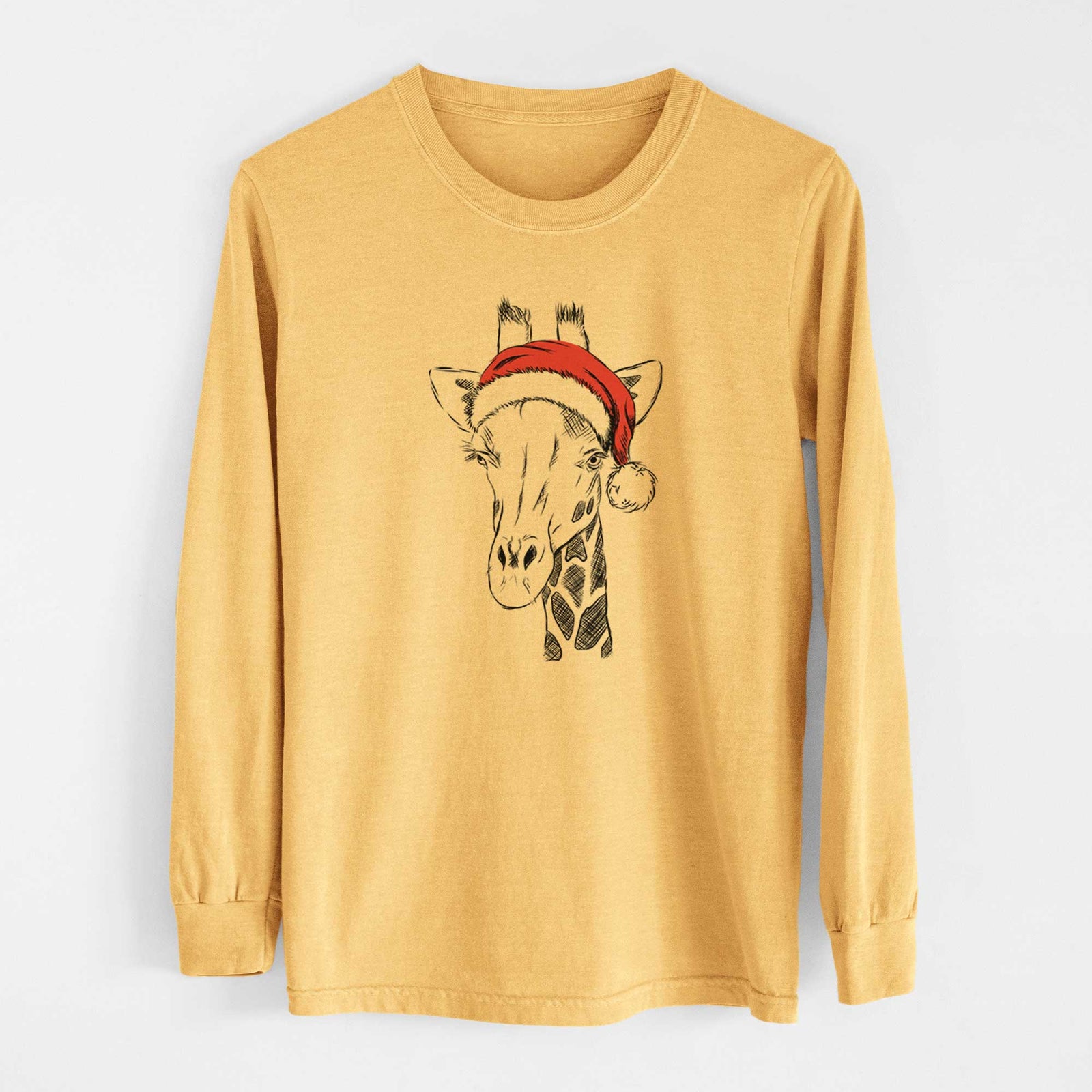 Santa Geoffrey the Giraffe - Heavyweight 100% Cotton Long Sleeve