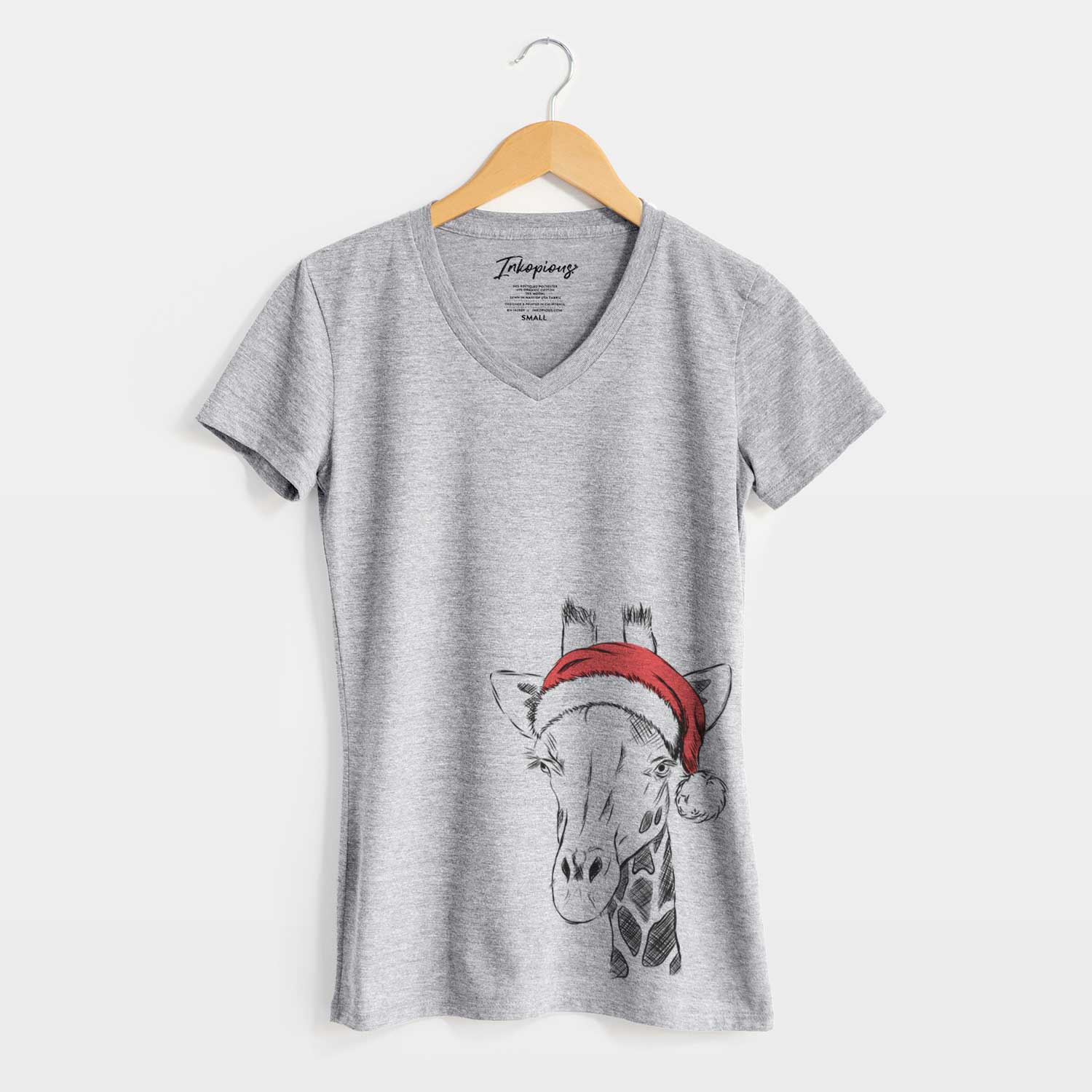 Santa Geoffrey the Giraffe - Women's V-neck Shirt