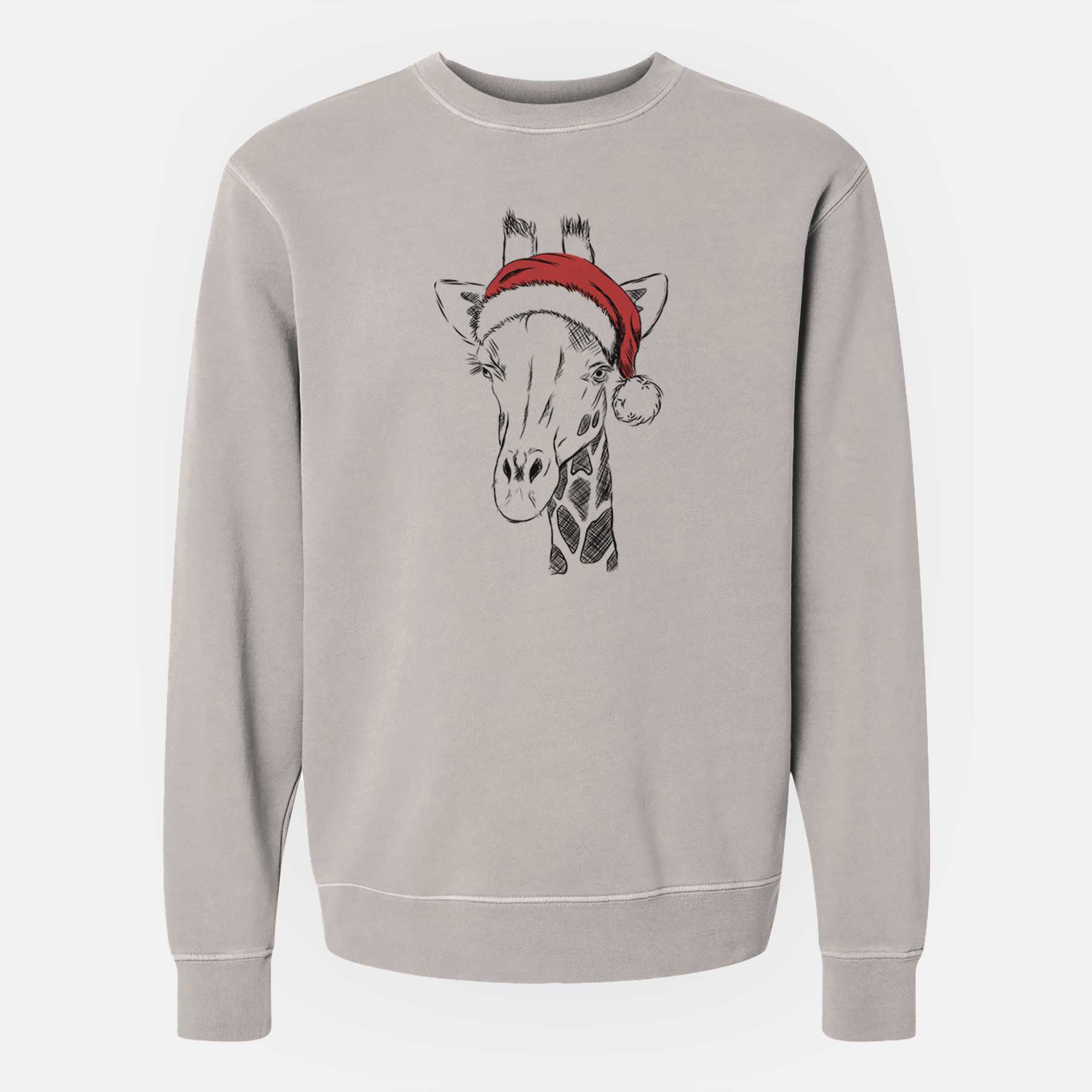 Santa Geoffrey the Giraffe - Unisex Pigment Dyed Crew Sweatshirt