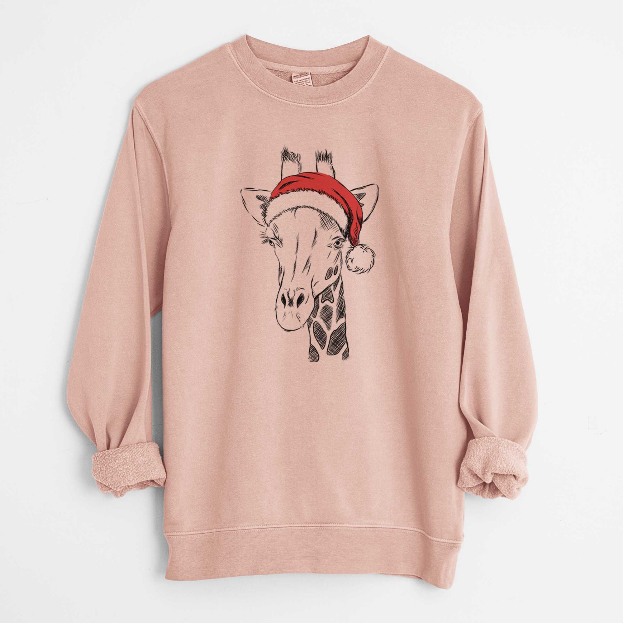 Santa Geoffrey the Giraffe - Unisex Pigment Dyed Crew Sweatshirt