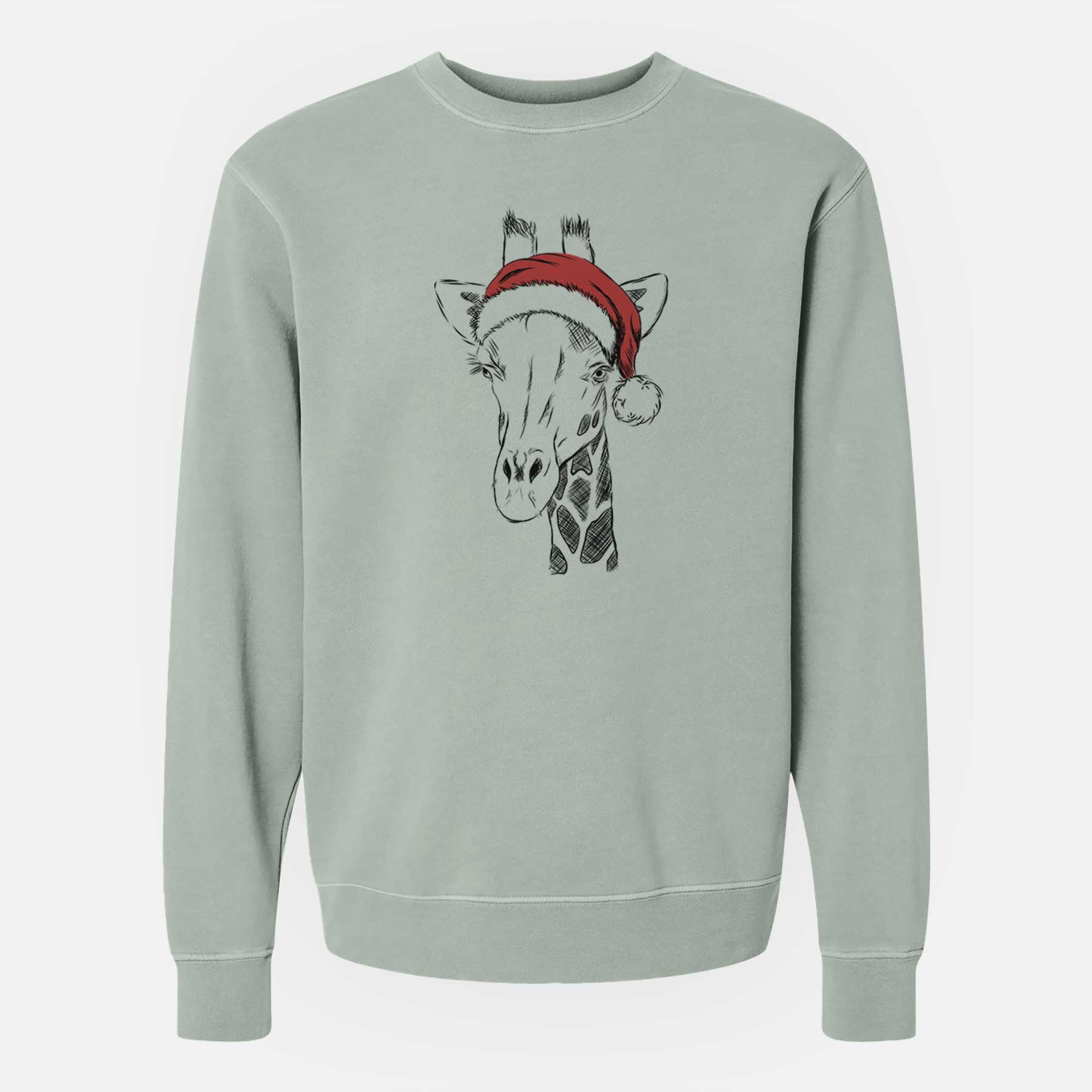 Santa Geoffrey the Giraffe - Unisex Pigment Dyed Crew Sweatshirt