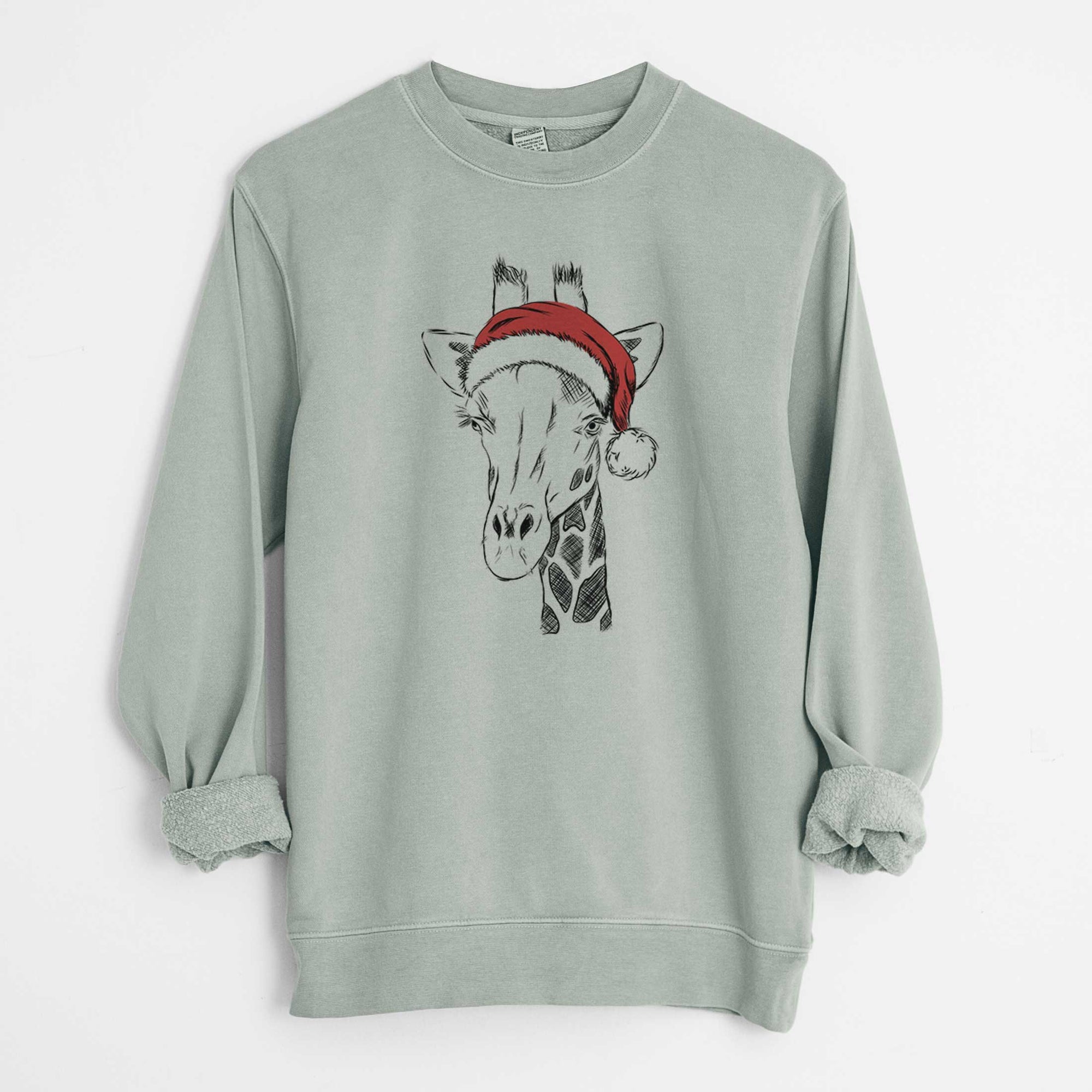 Santa Geoffrey the Giraffe - Unisex Pigment Dyed Crew Sweatshirt