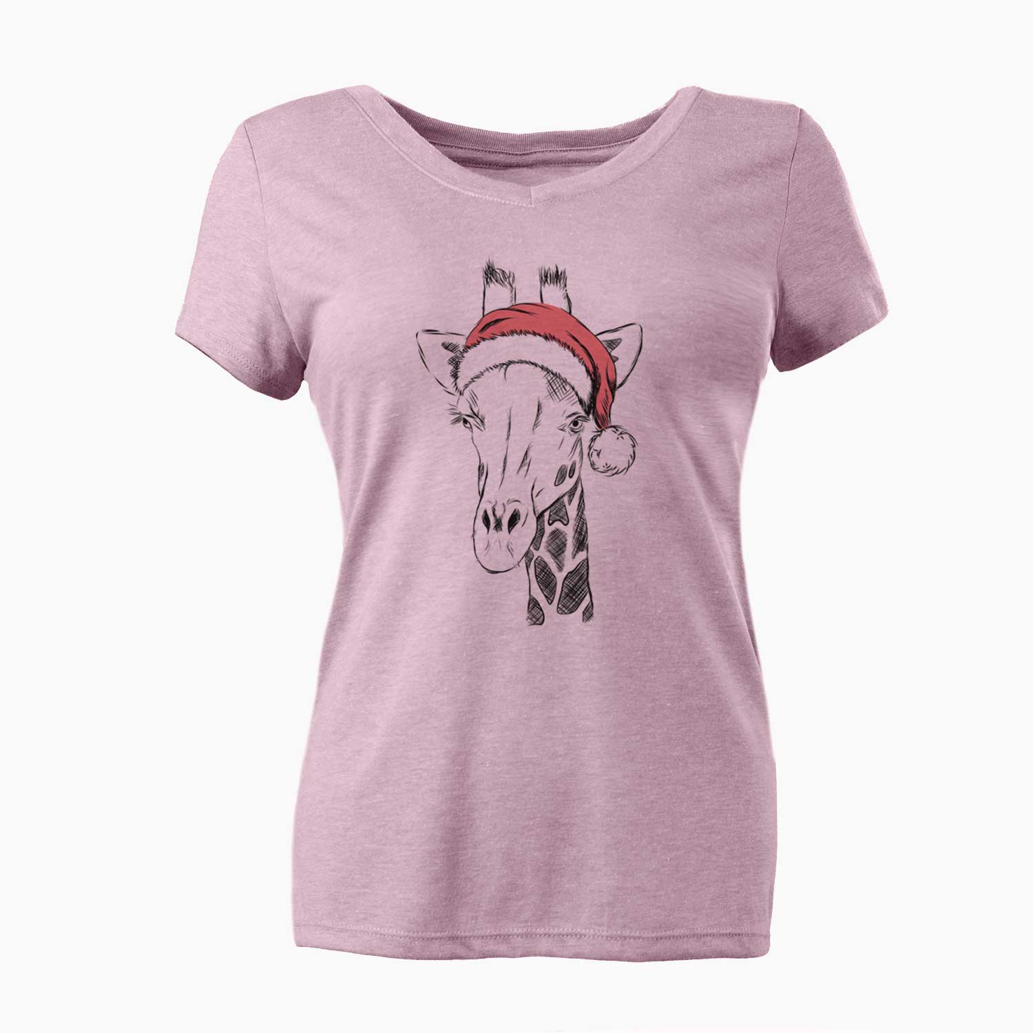 Santa Geoffrey the Giraffe - Women's V-neck Shirt