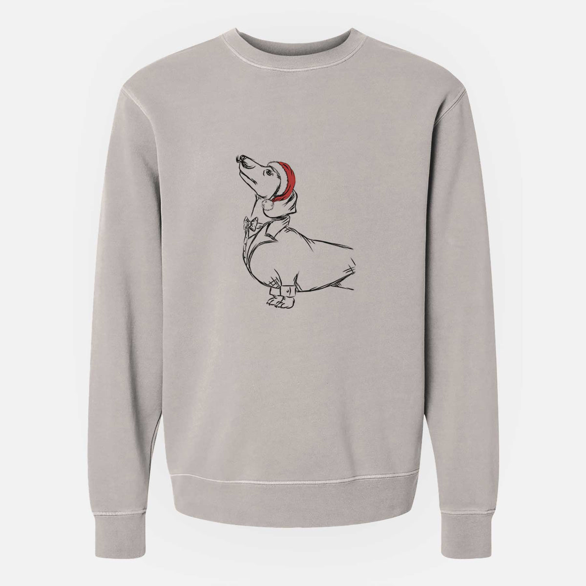 Santa George the Dachshund - Unisex Pigment Dyed Crew Sweatshirt