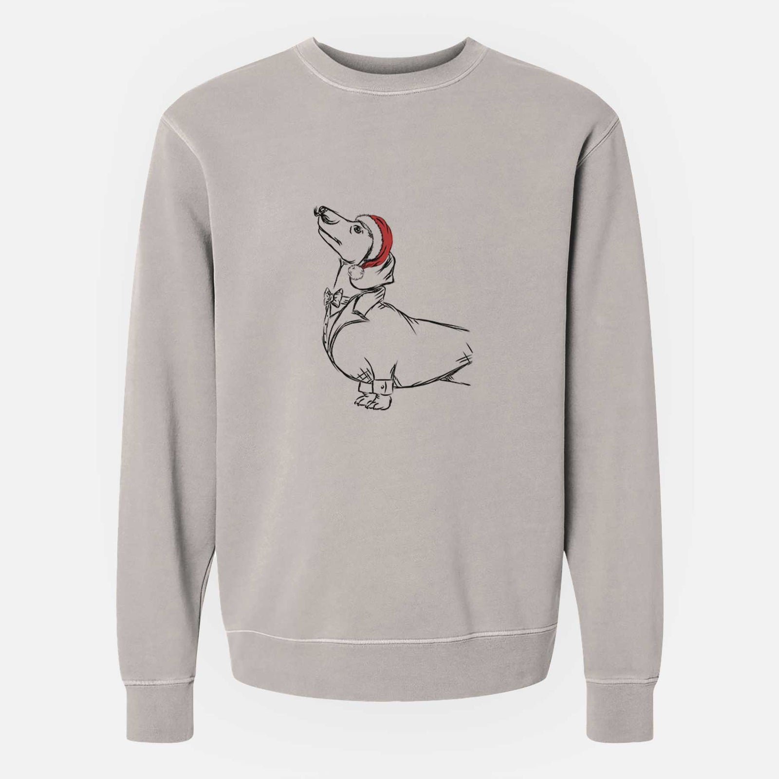 Santa George the Dachshund - Unisex Pigment Dyed Crew Sweatshirt