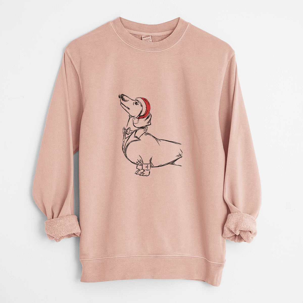 Santa George the Dachshund - Unisex Pigment Dyed Crew Sweatshirt