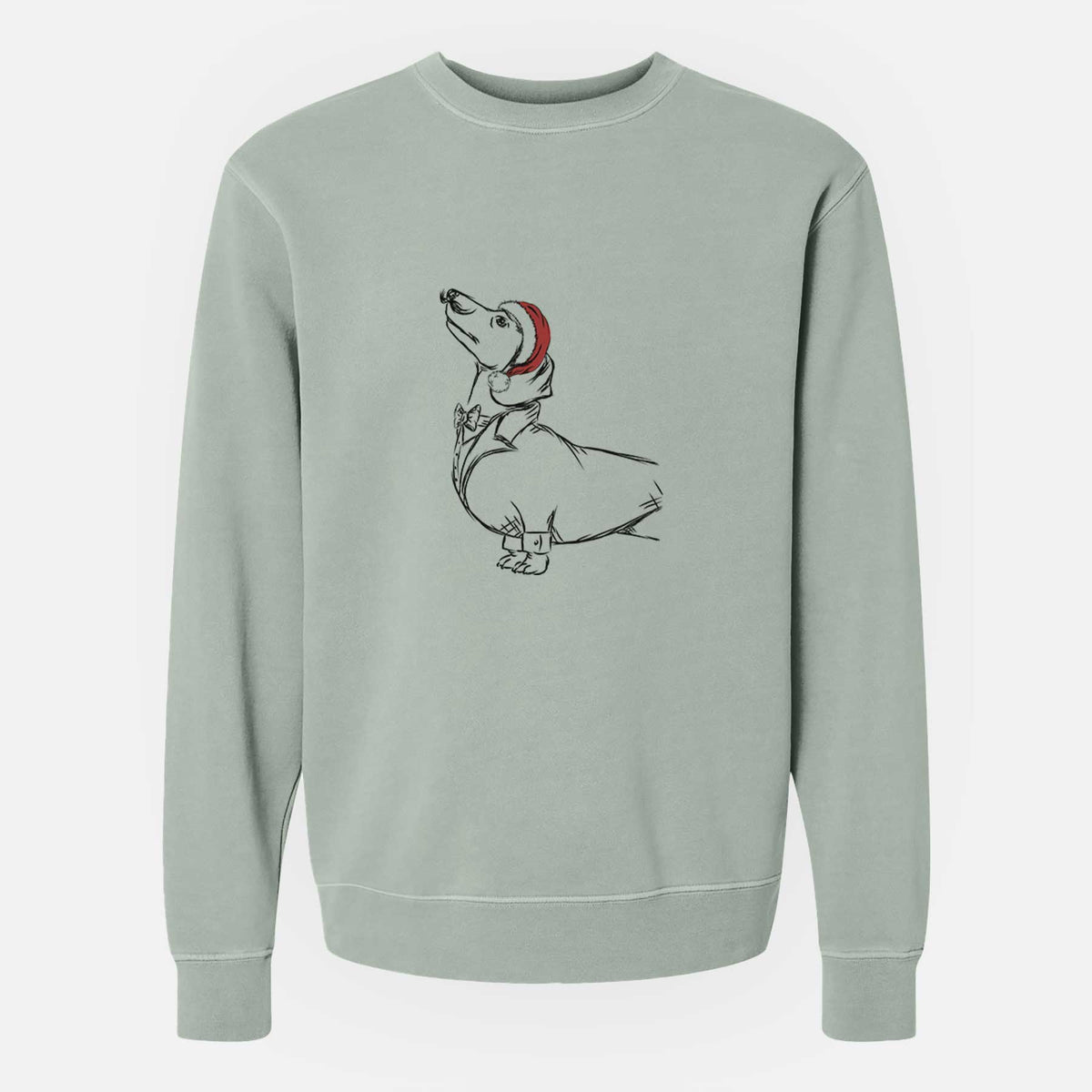 Santa George the Dachshund - Unisex Pigment Dyed Crew Sweatshirt
