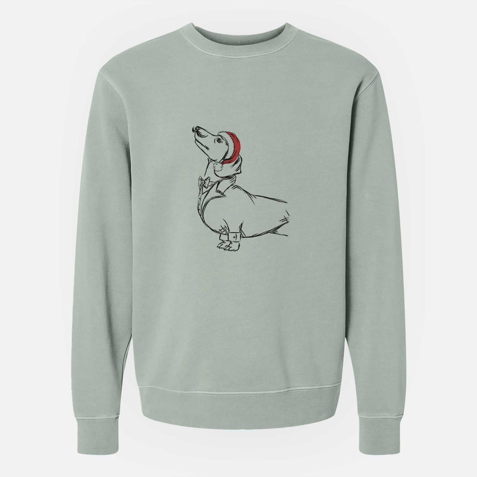 Santa George the Dachshund - Unisex Pigment Dyed Crew Sweatshirt