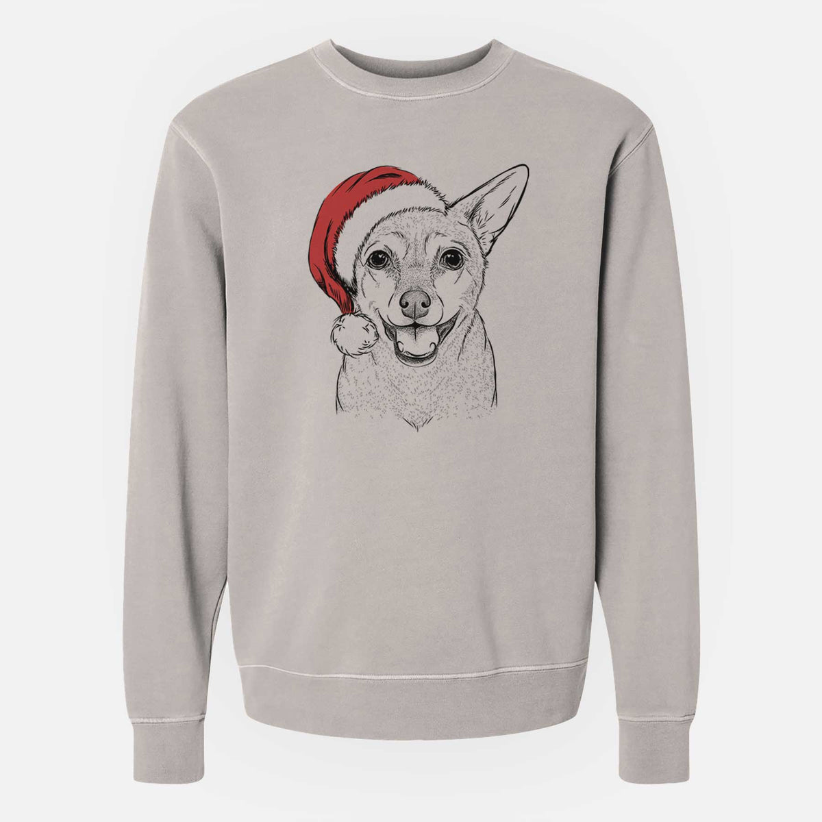 Santa Georgie the Chiweenie - Unisex Pigment Dyed Crew Sweatshirt