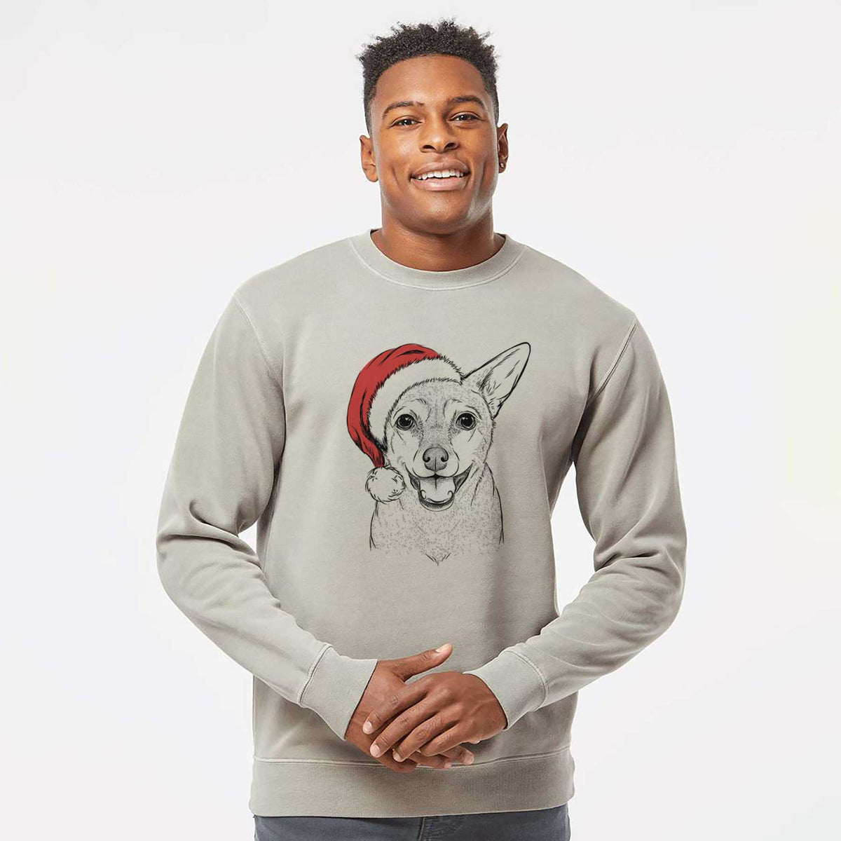 Santa Georgie the Chiweenie - Unisex Pigment Dyed Crew Sweatshirt